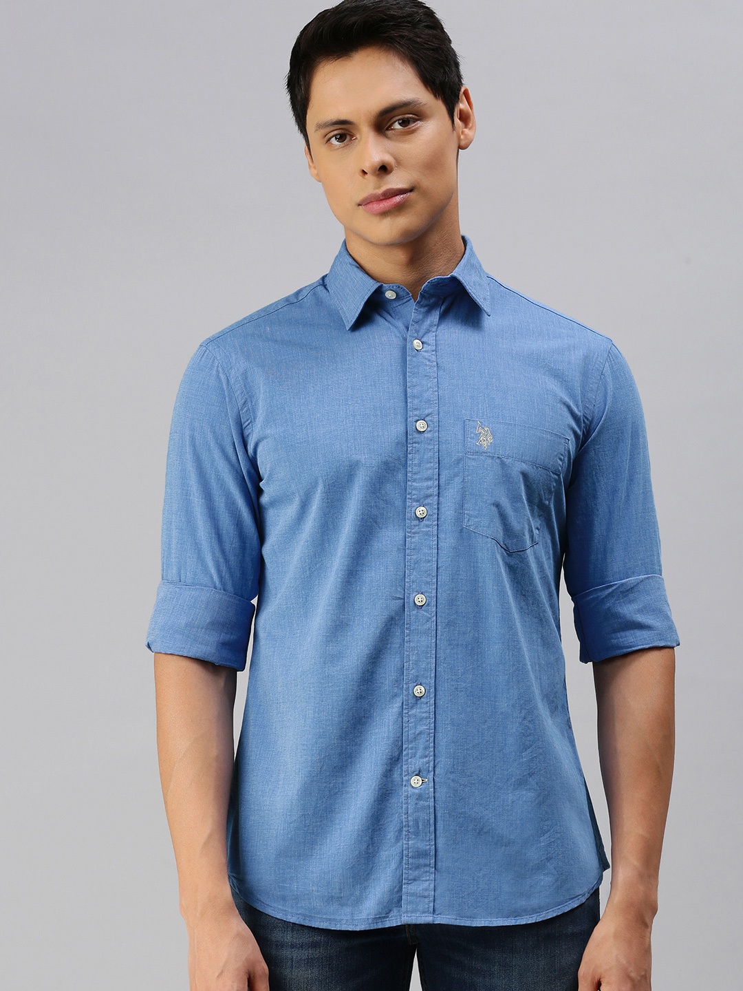

U S Polo Assn Men Blue Tailored Fit Casual Shirt