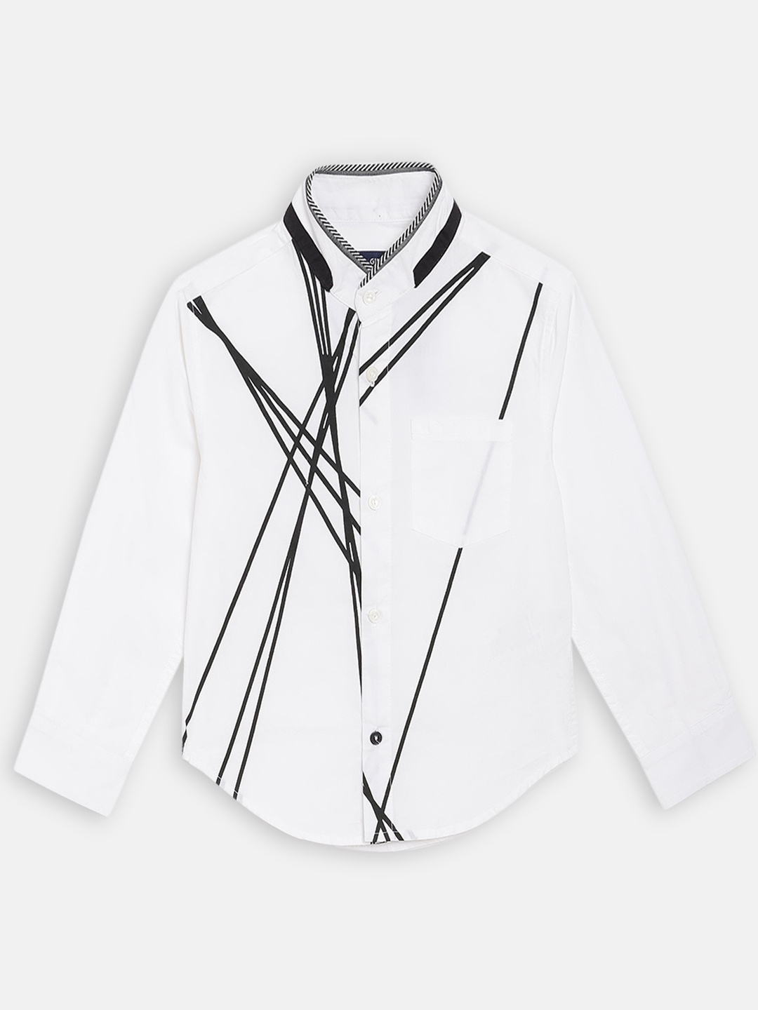 

Blue Giraffe Boys White Slim Fit Printed Casual Shirt