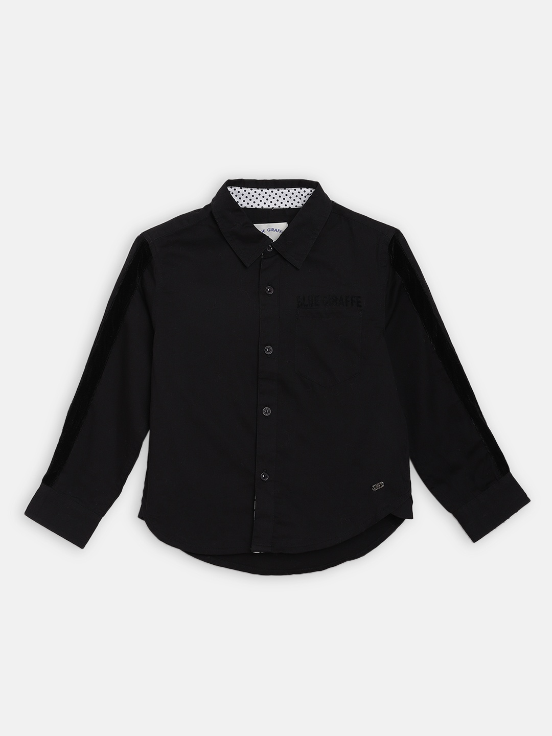 

Blue Giraffe Boys Black Slim Fit Solid Casual Shirt