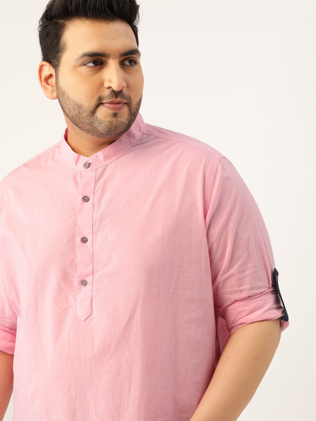 

Sztori Men Plus Size Pink Pure Cotton Solid Casual Shirt