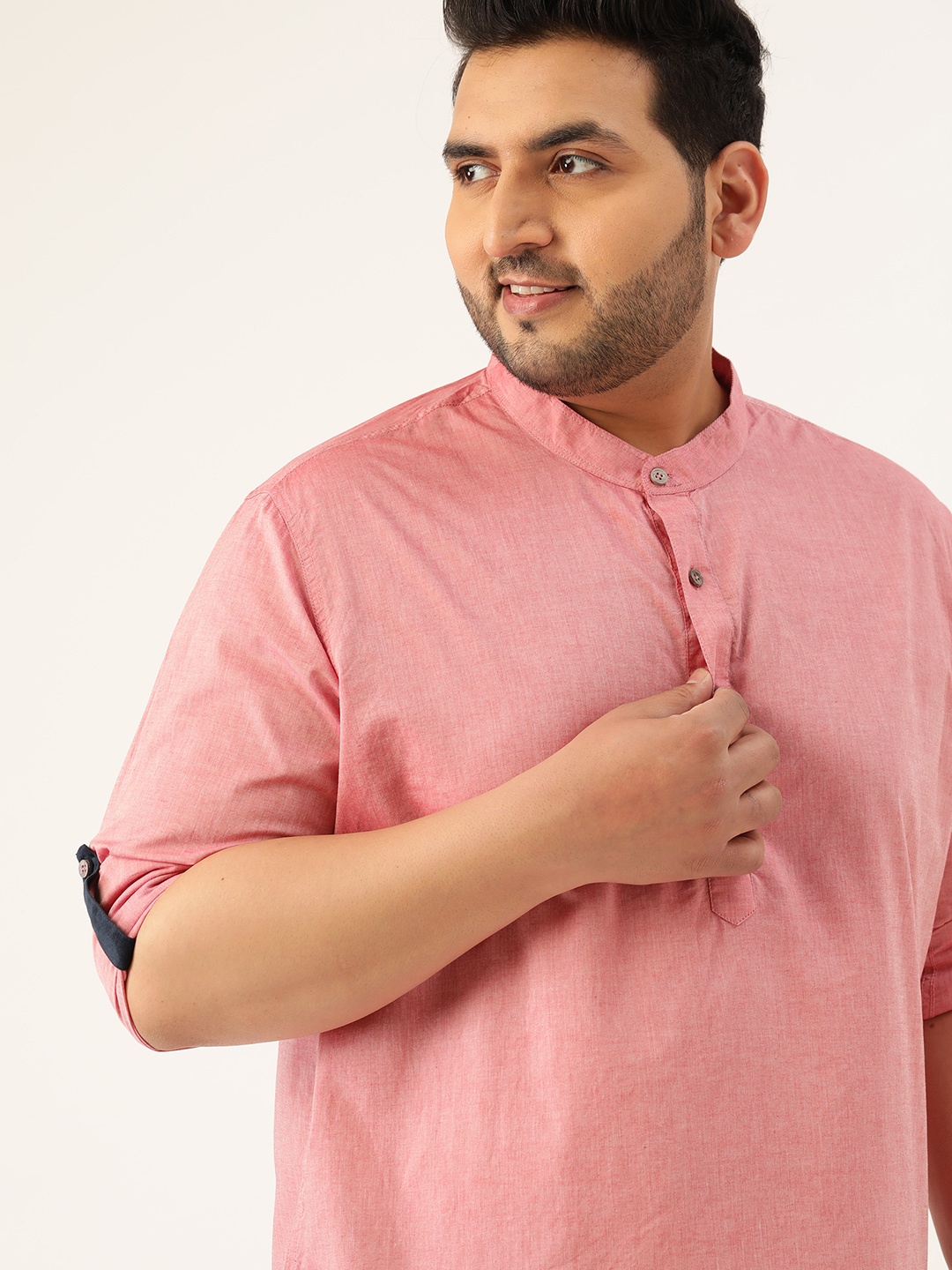 

Sztori Men Plus Size Red Pure Cotton Solid Casual Shirt