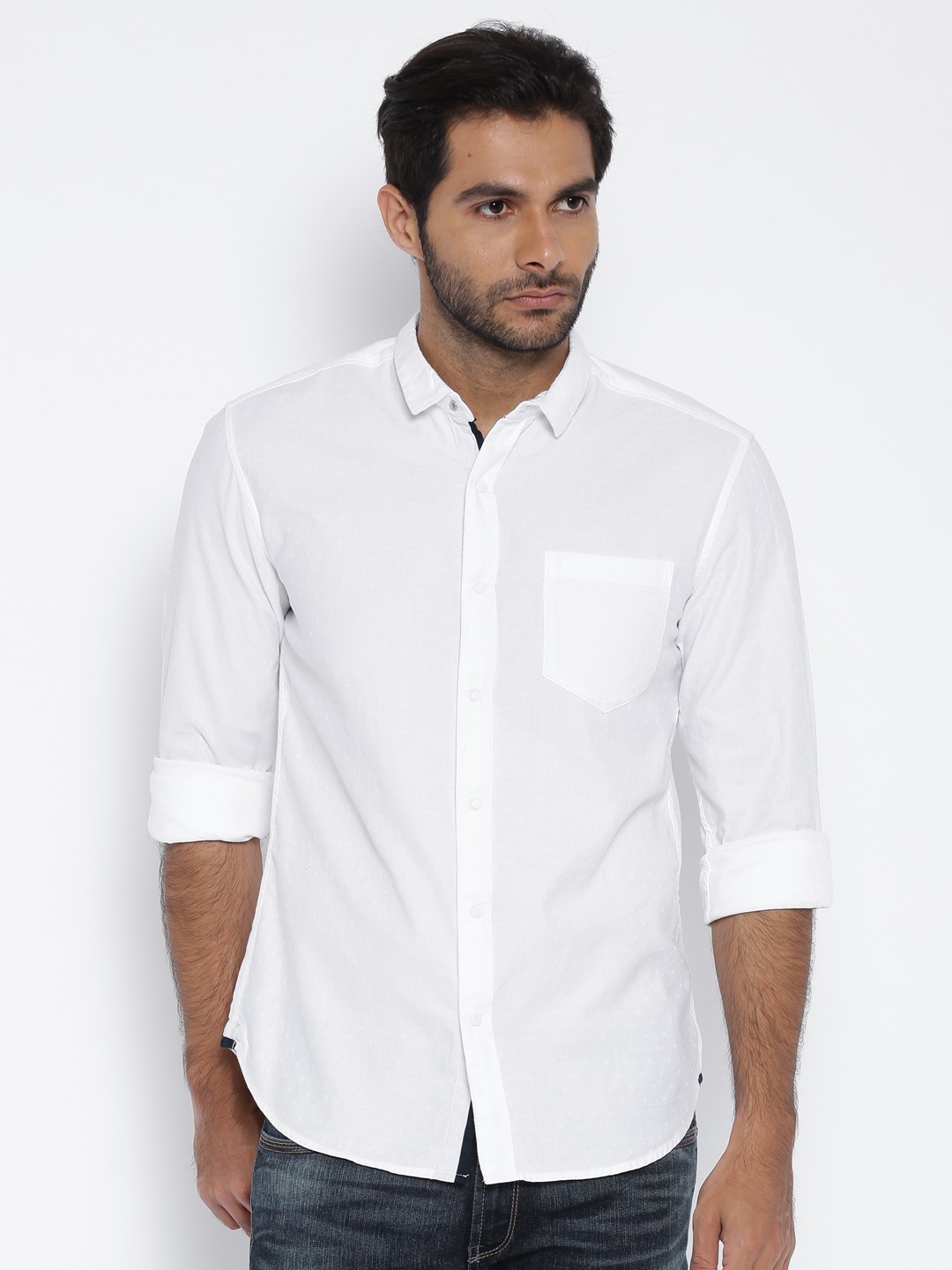 

Locomotive White Slim Fit Casual Shirt