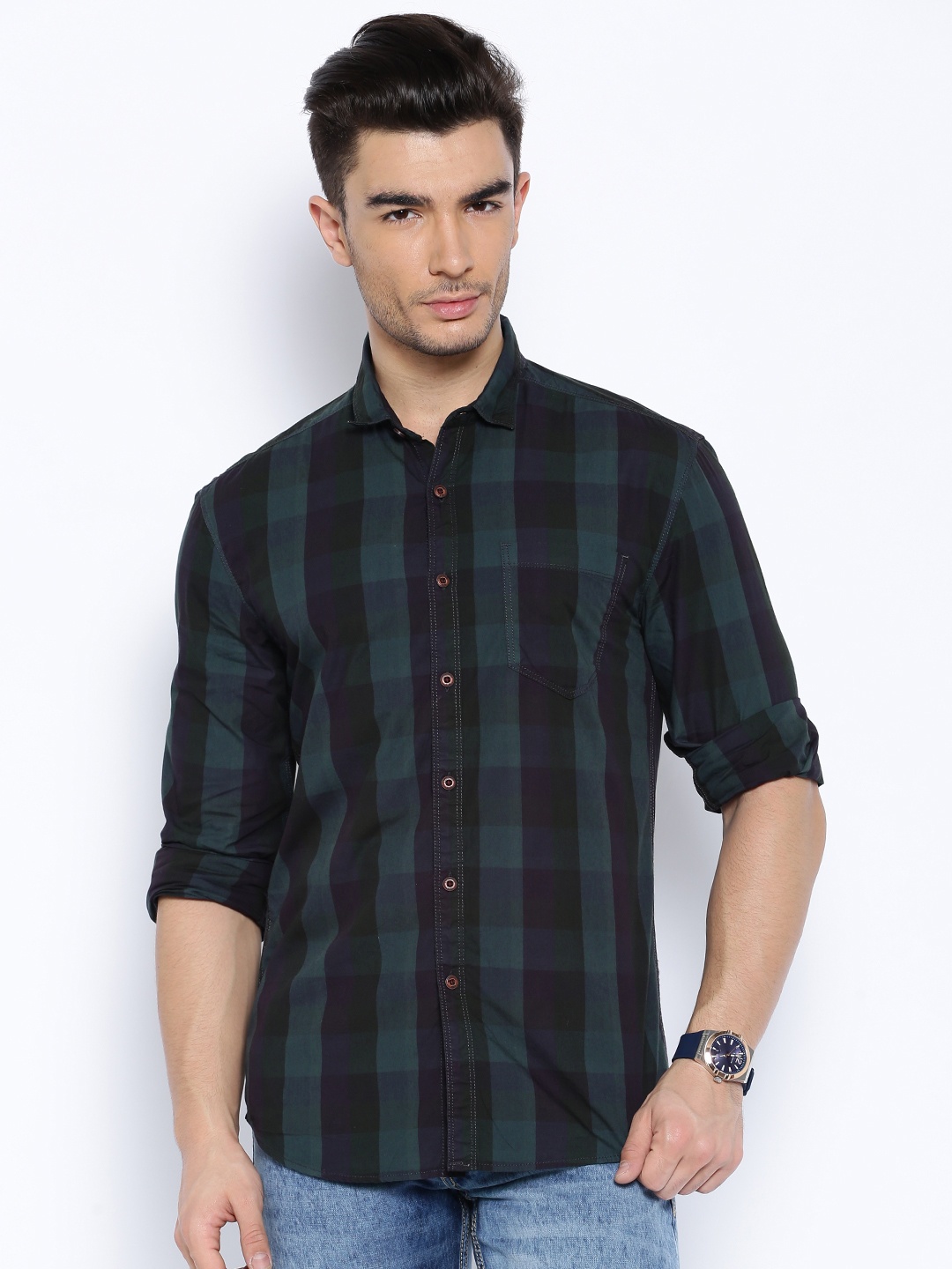 

Locomotive Blue & Purple Checked Casual Shirt
