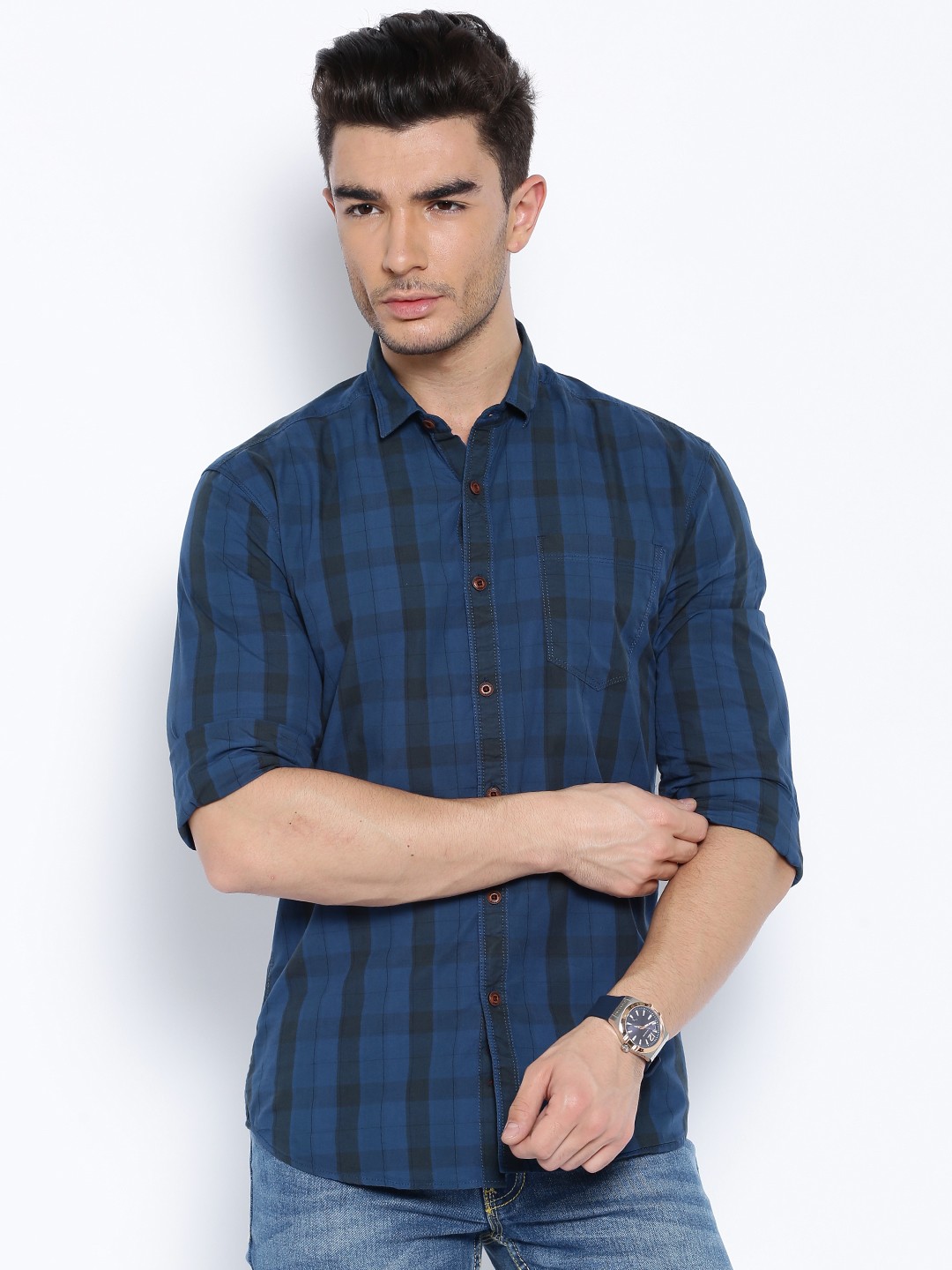 

Locomotive Blue Checked Casual Shirt