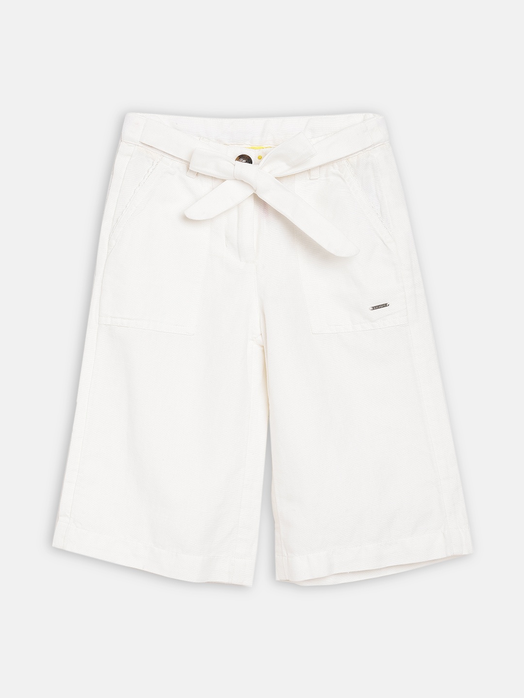 

Blue Giraffe Girls White Regular Fit Solid Linen Culottes