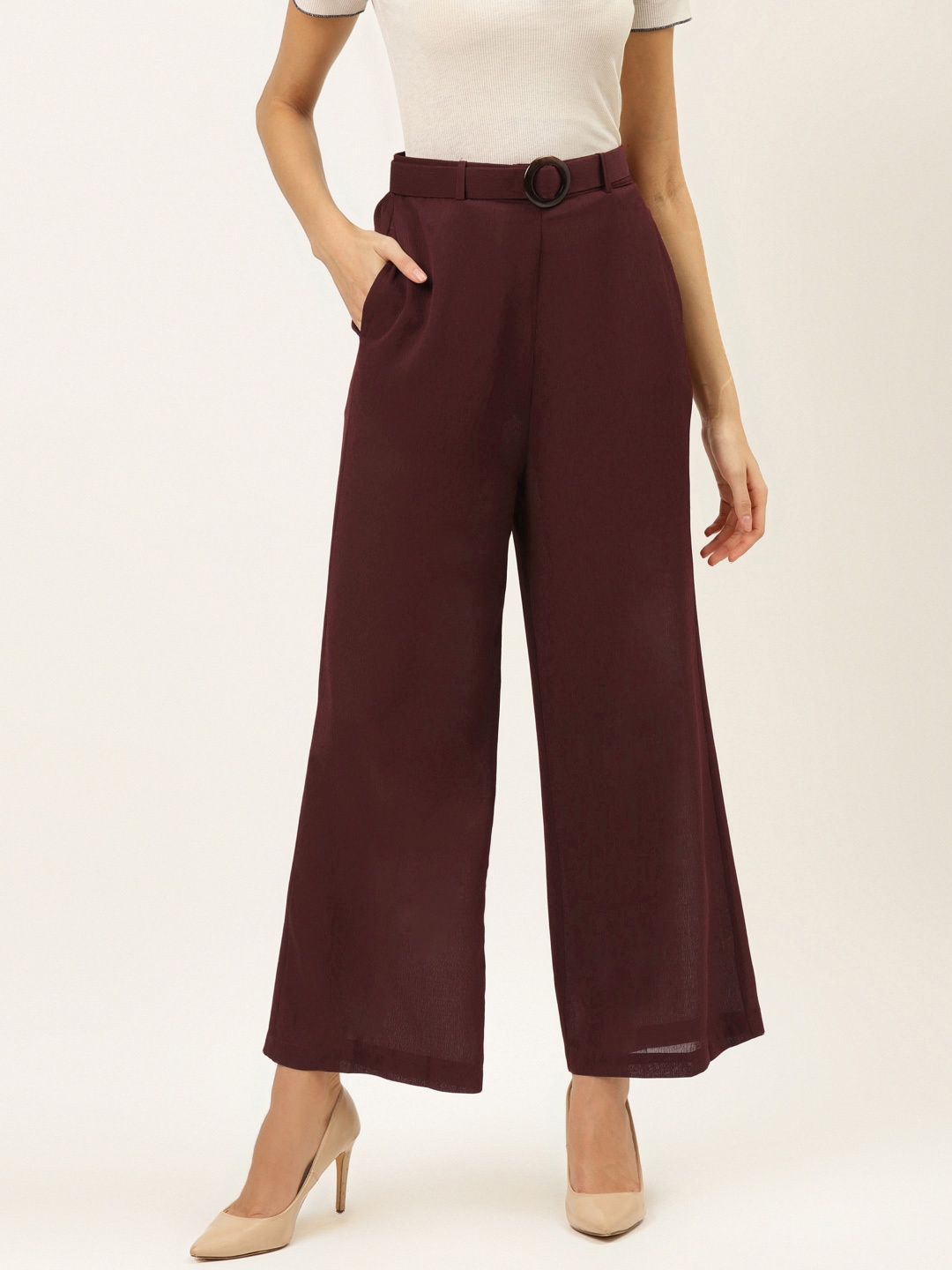 

20Dresses Women Maroon Comfort Fit Solid Parallel Trousers