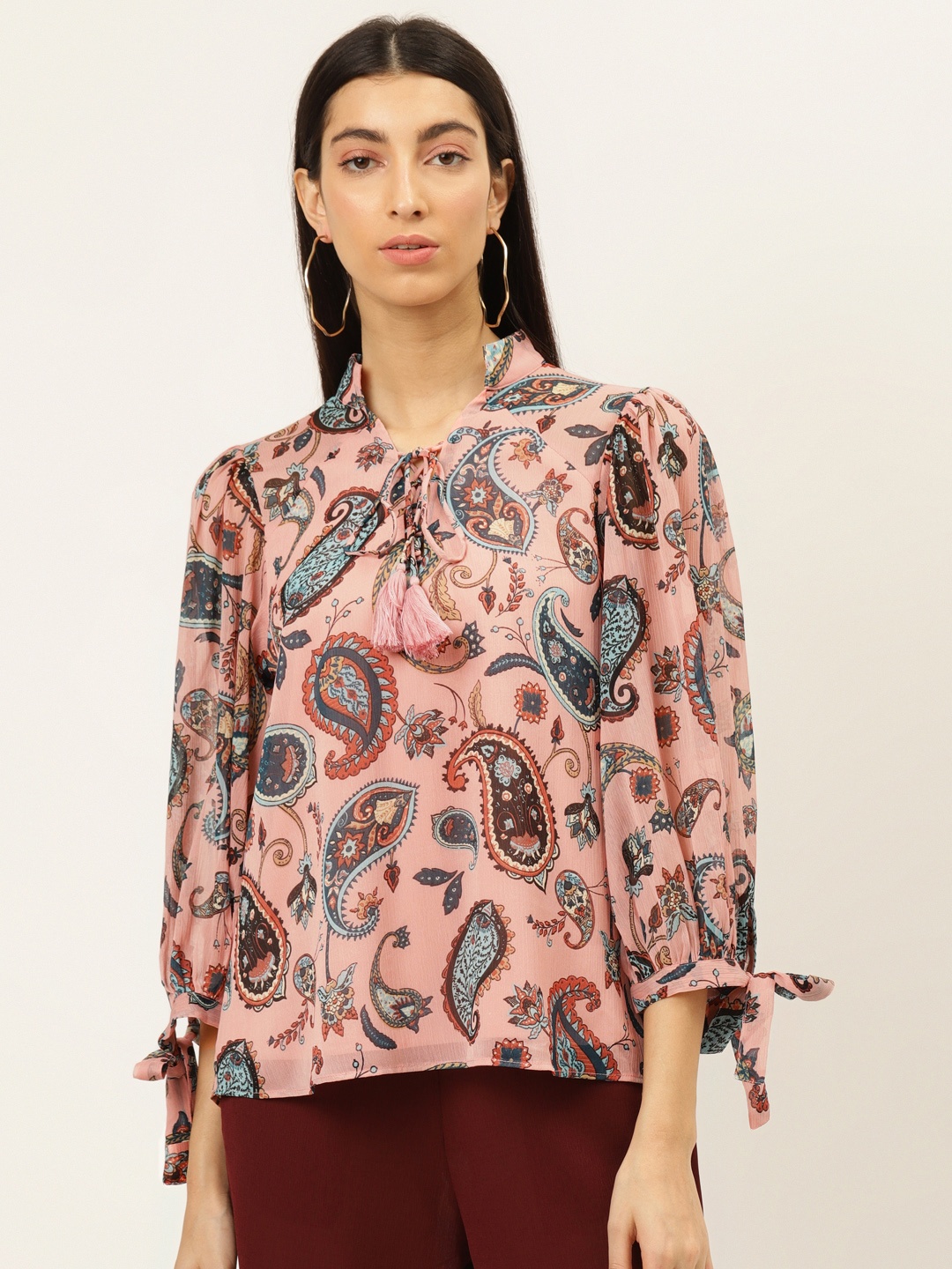 

20Dresses Pink Printed Chiffon Top
