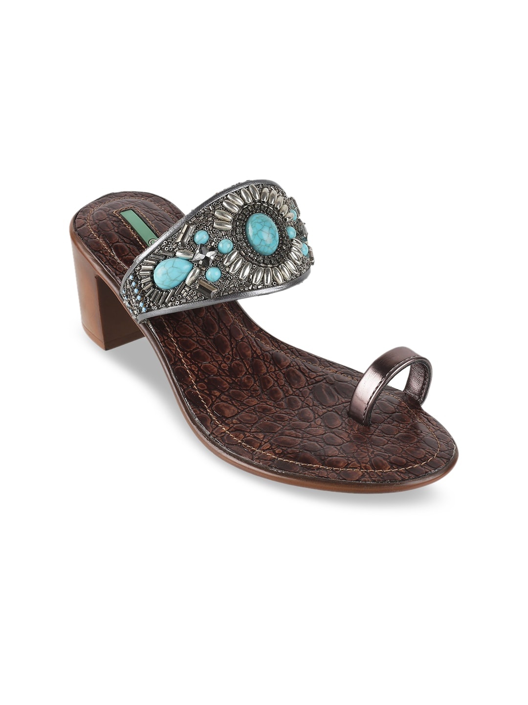 

Catwalk Women Brown & Blue Embellished Block Heels