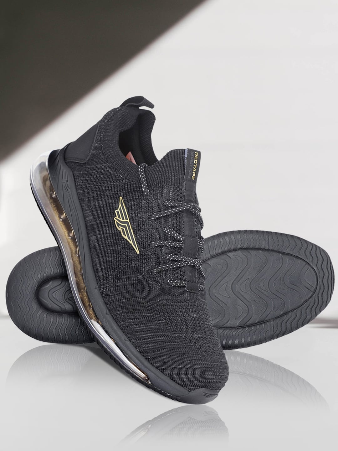 

Red Tape Men Black Mesh Air + Walking Shoes