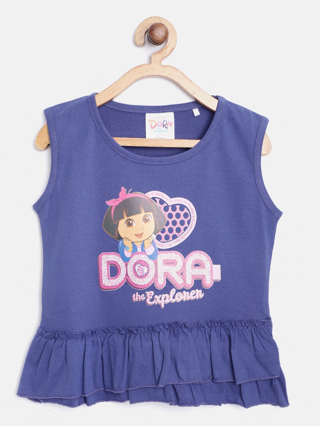 

toothless Girls Blue Dora Print Pure Cotton Top