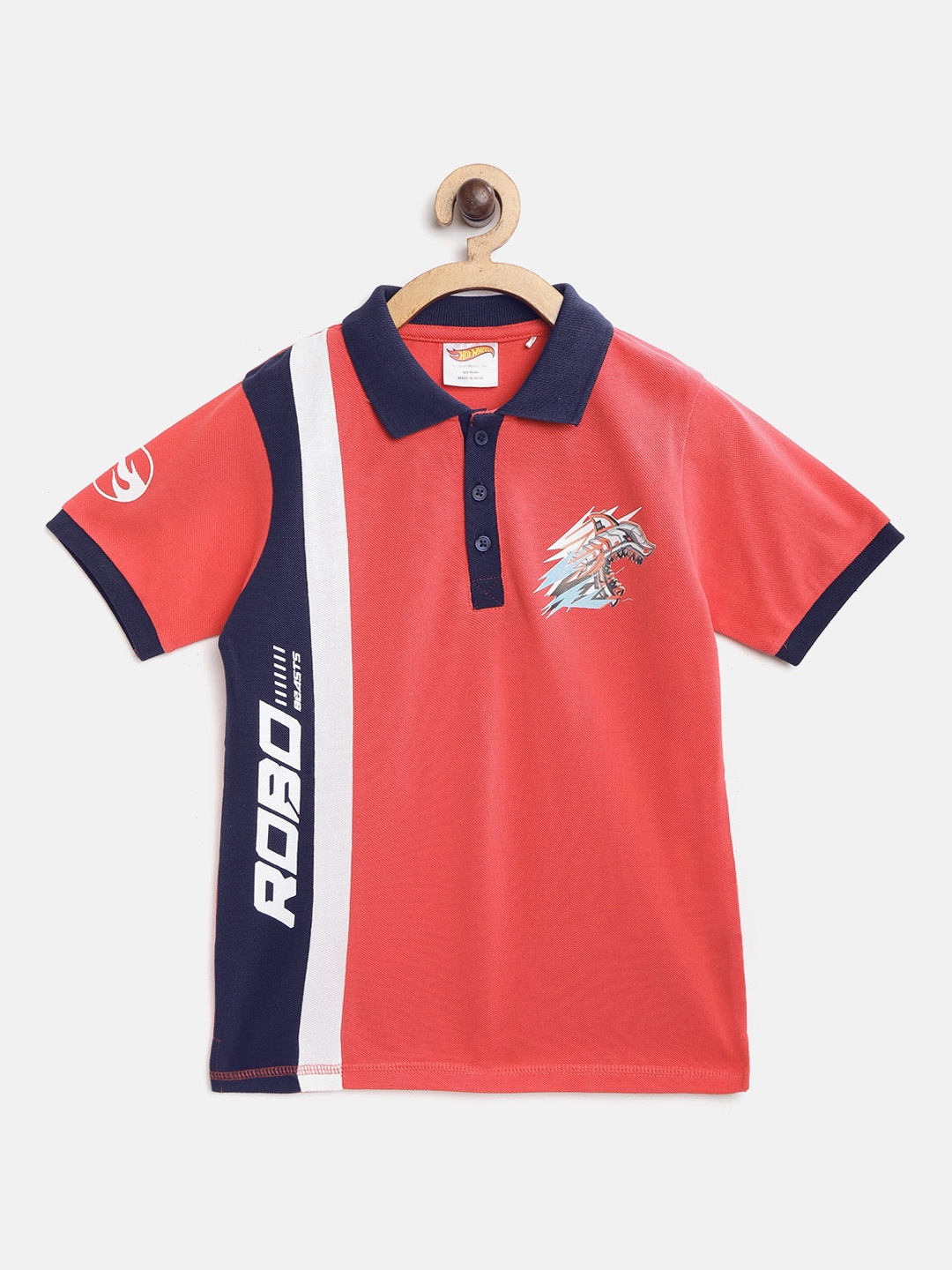 

toothless Boys Red Navy Blue Hot Wheels Polo Collar Pure Cotton T-shirt