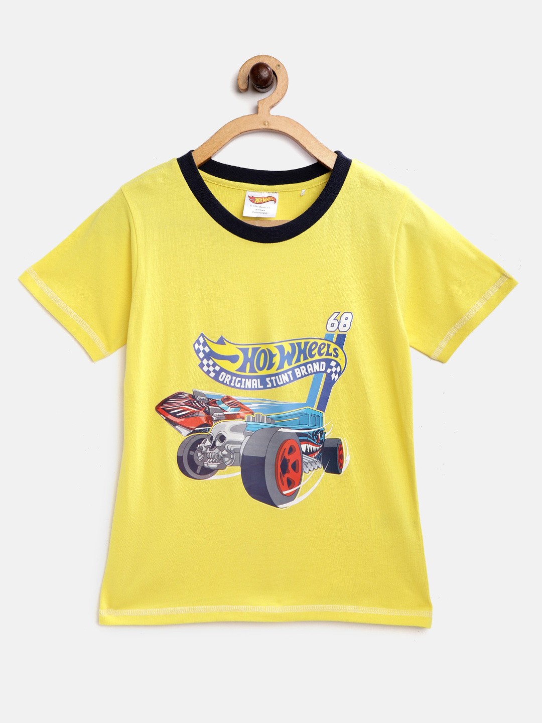 

toothless Boys Yellow Grey Cotton Hot Wheels Printed Round Neck Pure Cotton T-shirt