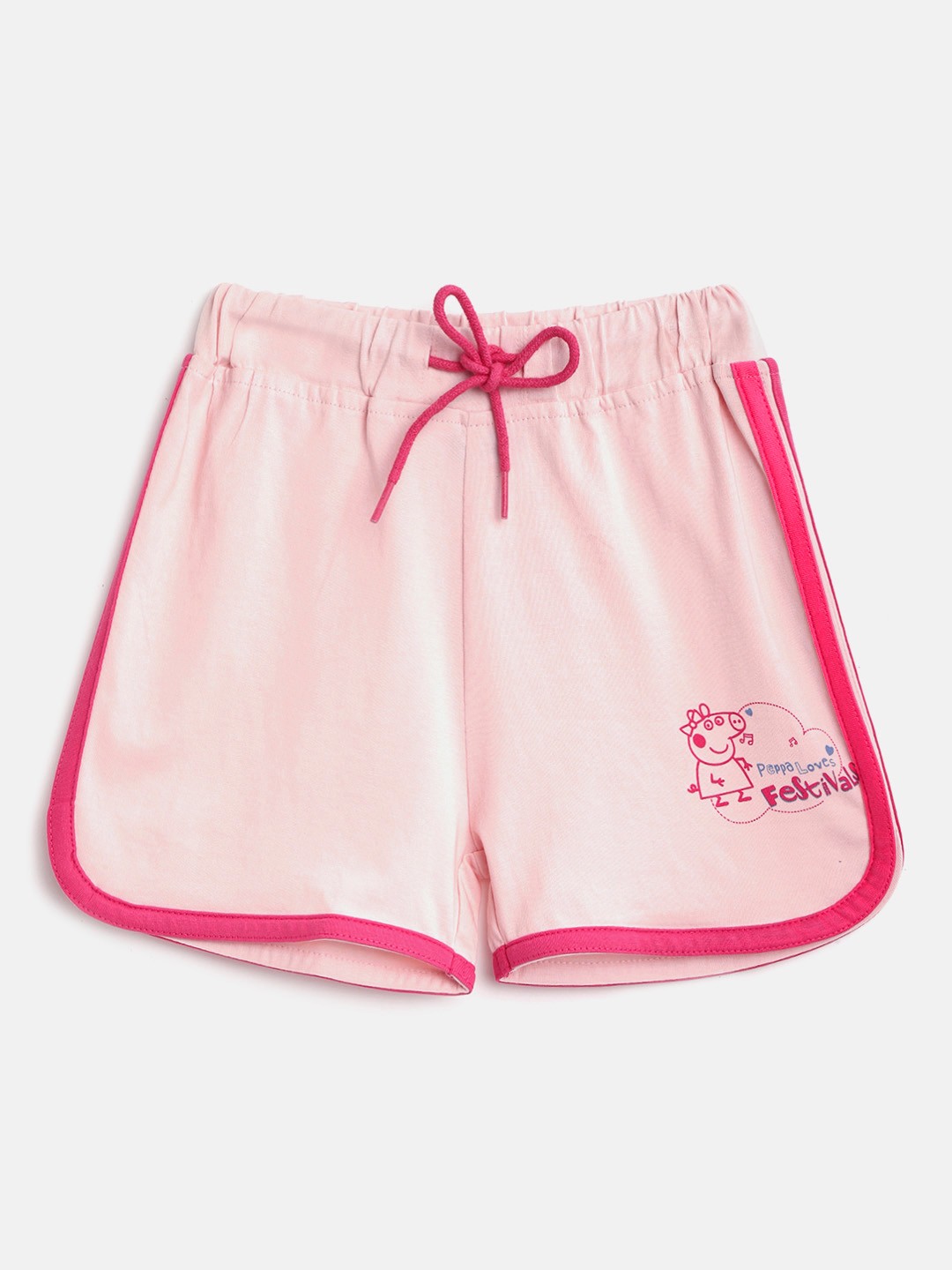 

toothless Girls Pink Peppa Pig Cotton Shorts With Side Stripe Detail