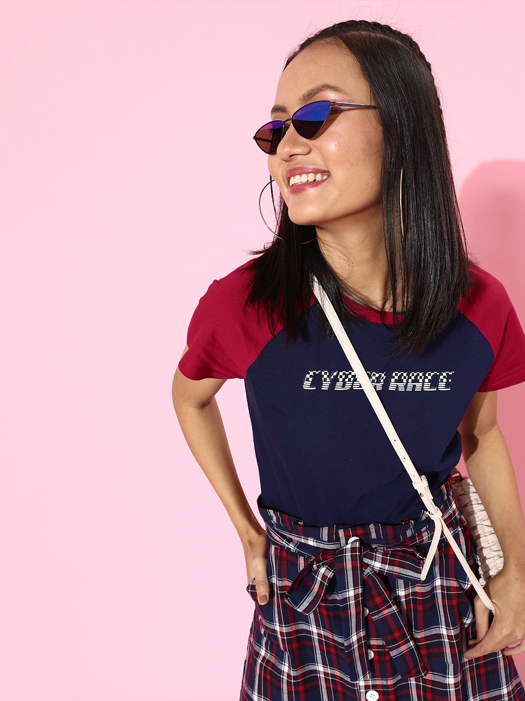 

DressBerry Women Deep Navy Blue Typography Talking Tee