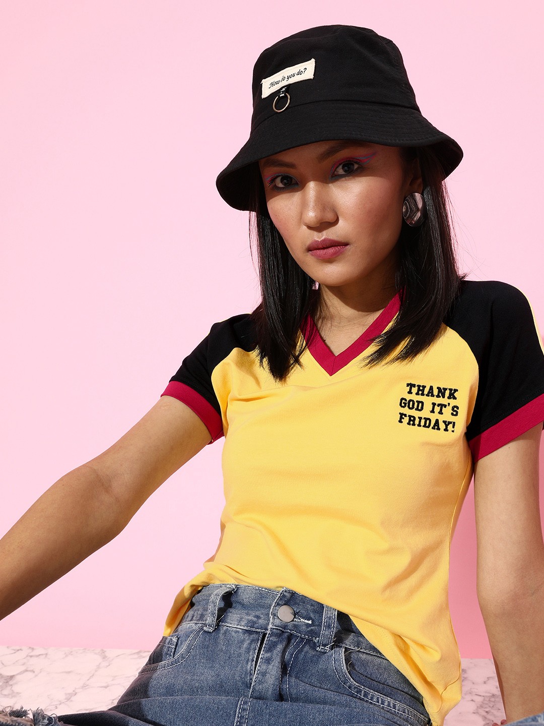

DressBerry Women Bright Yellow Solid Talking Tee