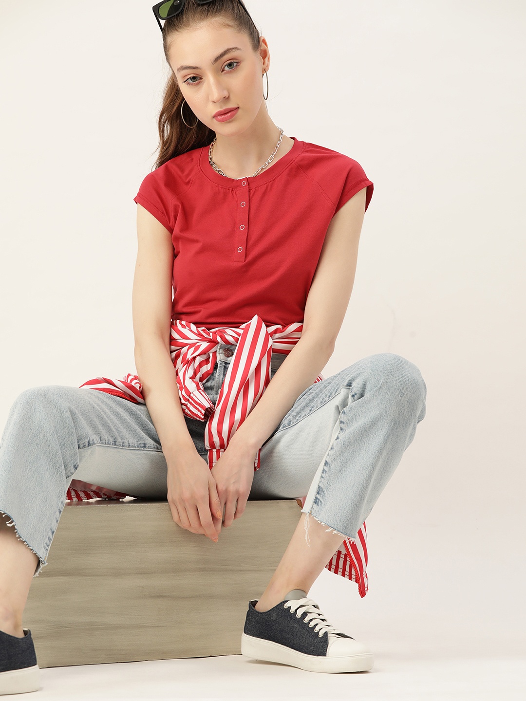

DressBerry Women Red T-shirt