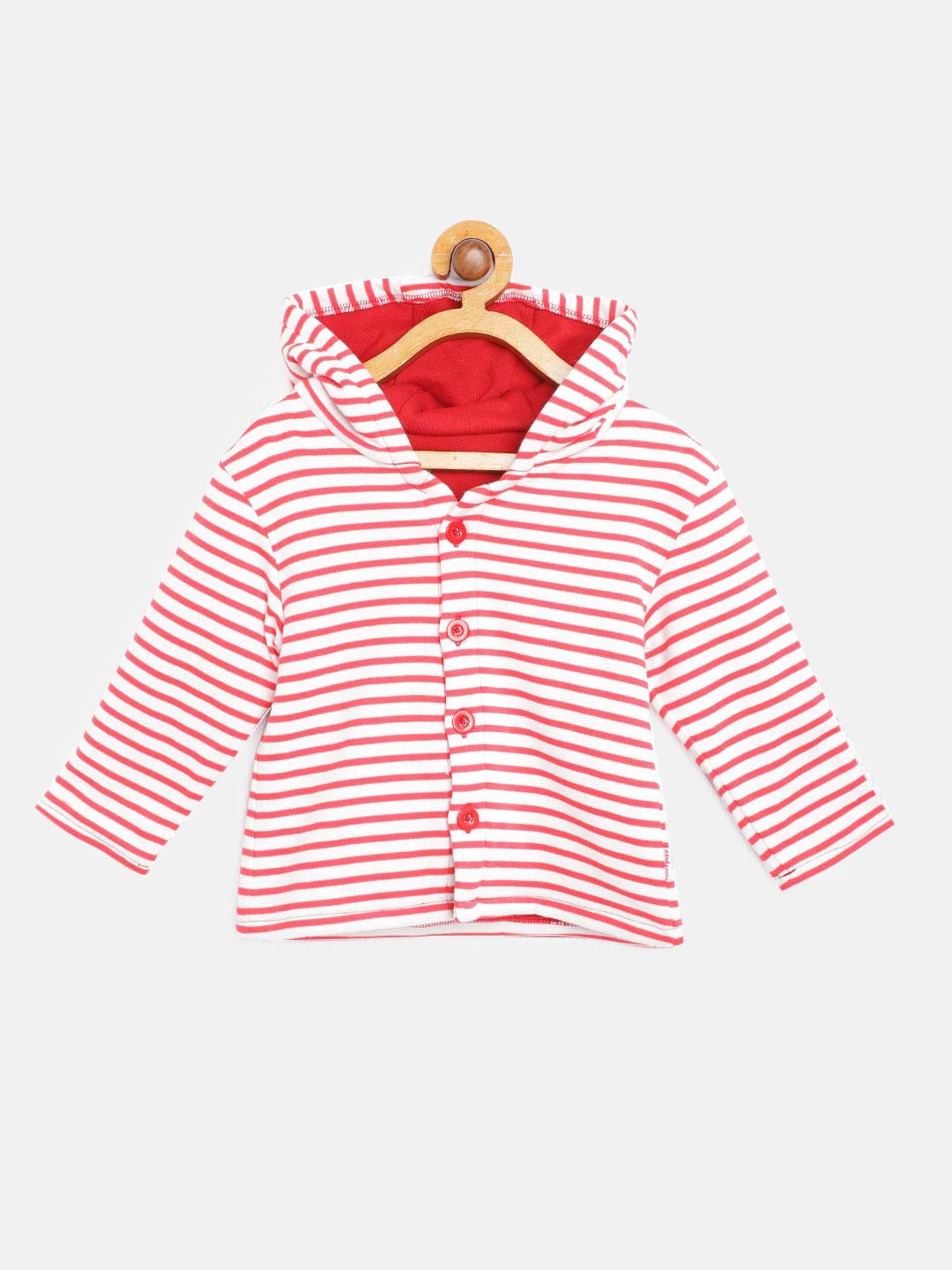 

candy cot Kids White & Red Striped Organic Cotton Hooded Sweatshirt