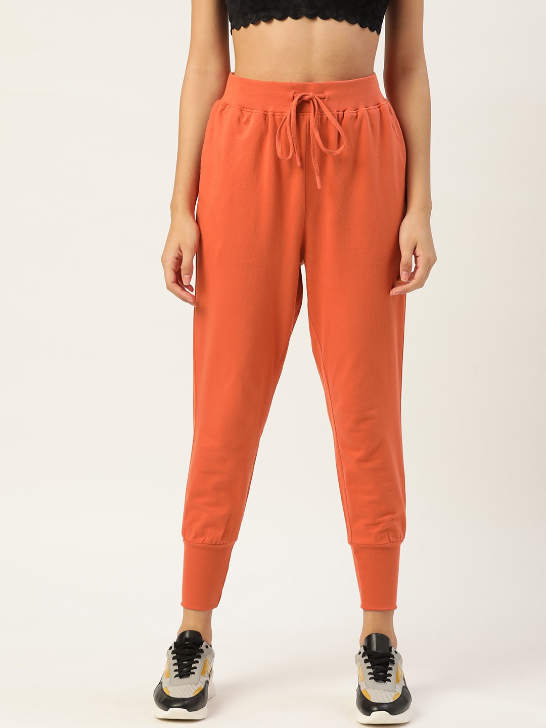 

DressBerry Women Orange Pure Cotton Solid Joggers