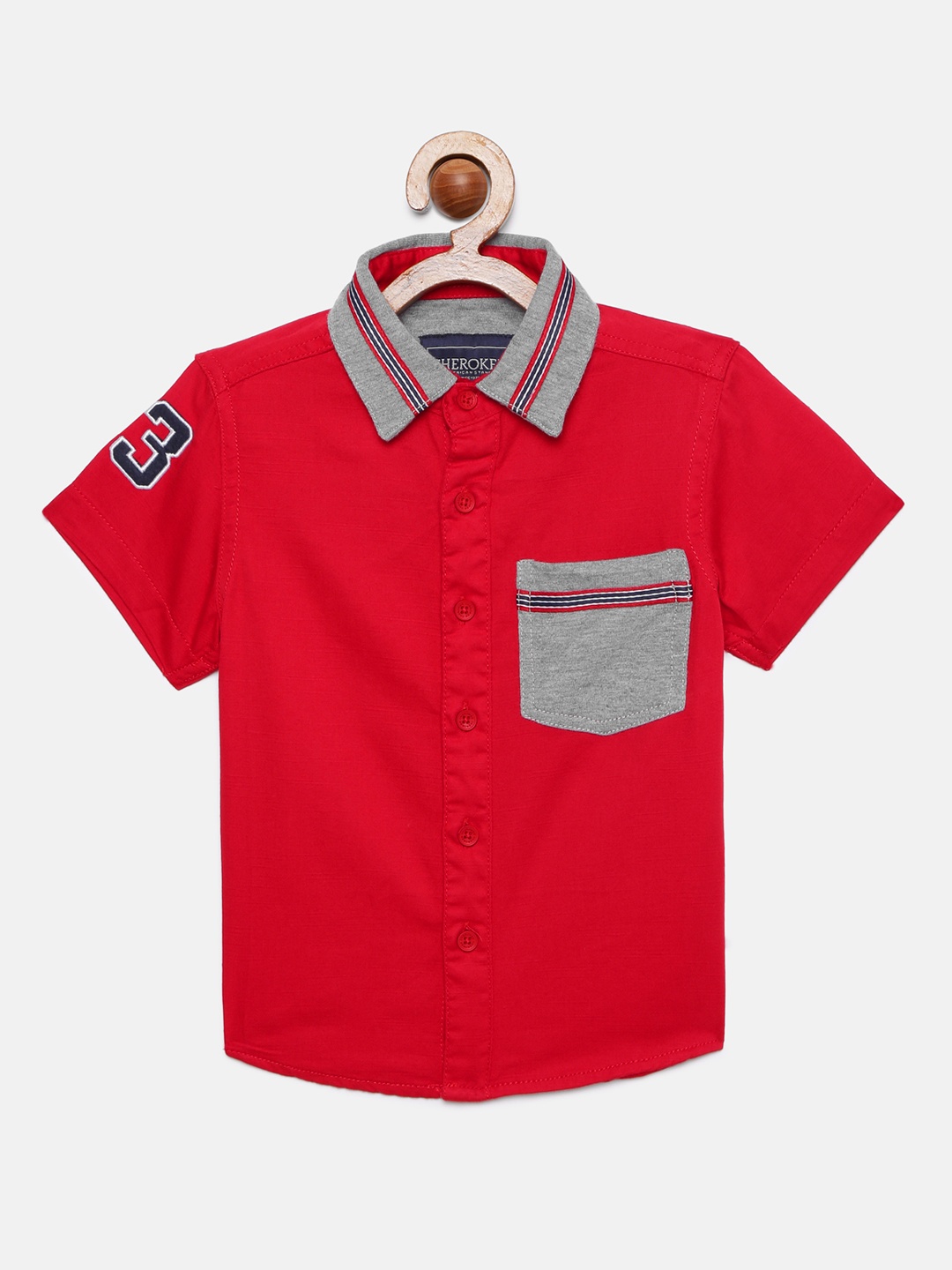 

Cherokee Boys Red Regular Fit Solid Casual Shirt