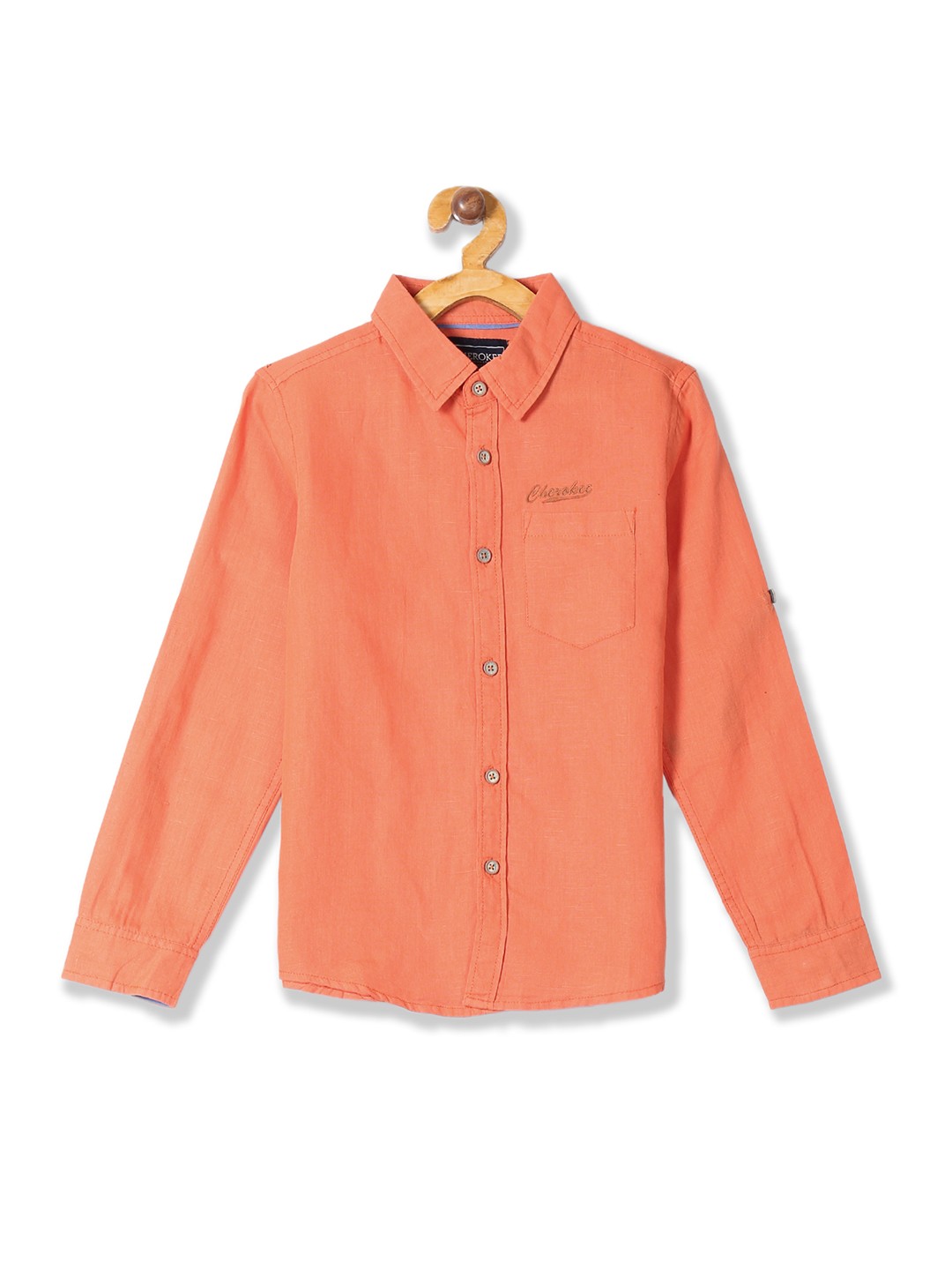 

Cherokee Boys Orange Regular Fit Solid Casual Shirt