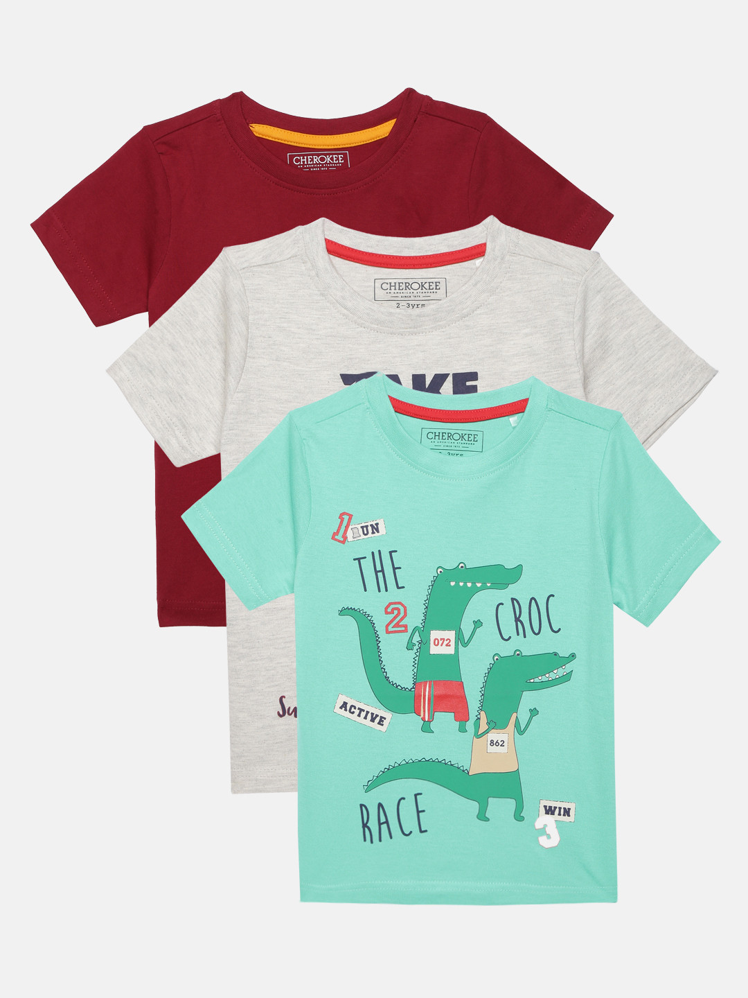 

Cherokee Boys Assorted Pack of 3 Printed Round Neck T-shirt