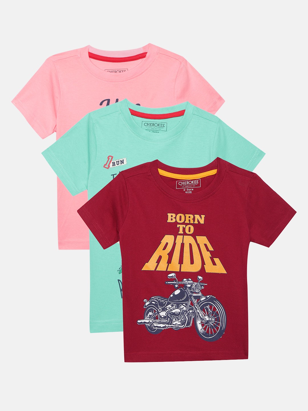 

Cherokee Boys Assorted Pack of 3 Printed Round Neck T-shirt
