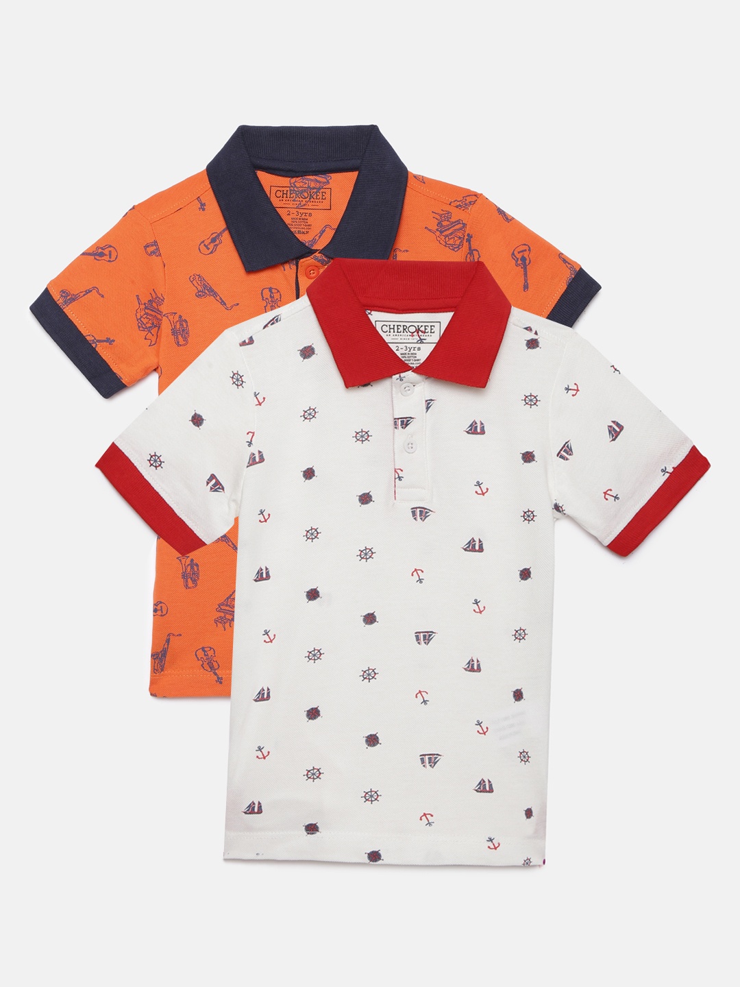 

Cherokee Boys Pack Of 2 Printed Polo Collar T-shirts, White