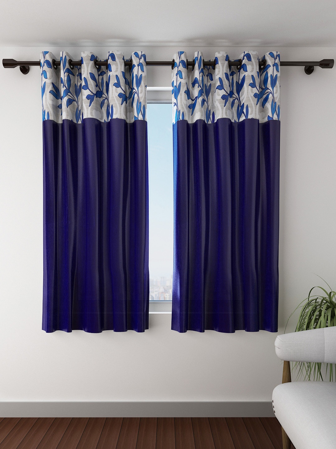 

Fashion String Set of 2 Navy Window Curtains, Navy blue