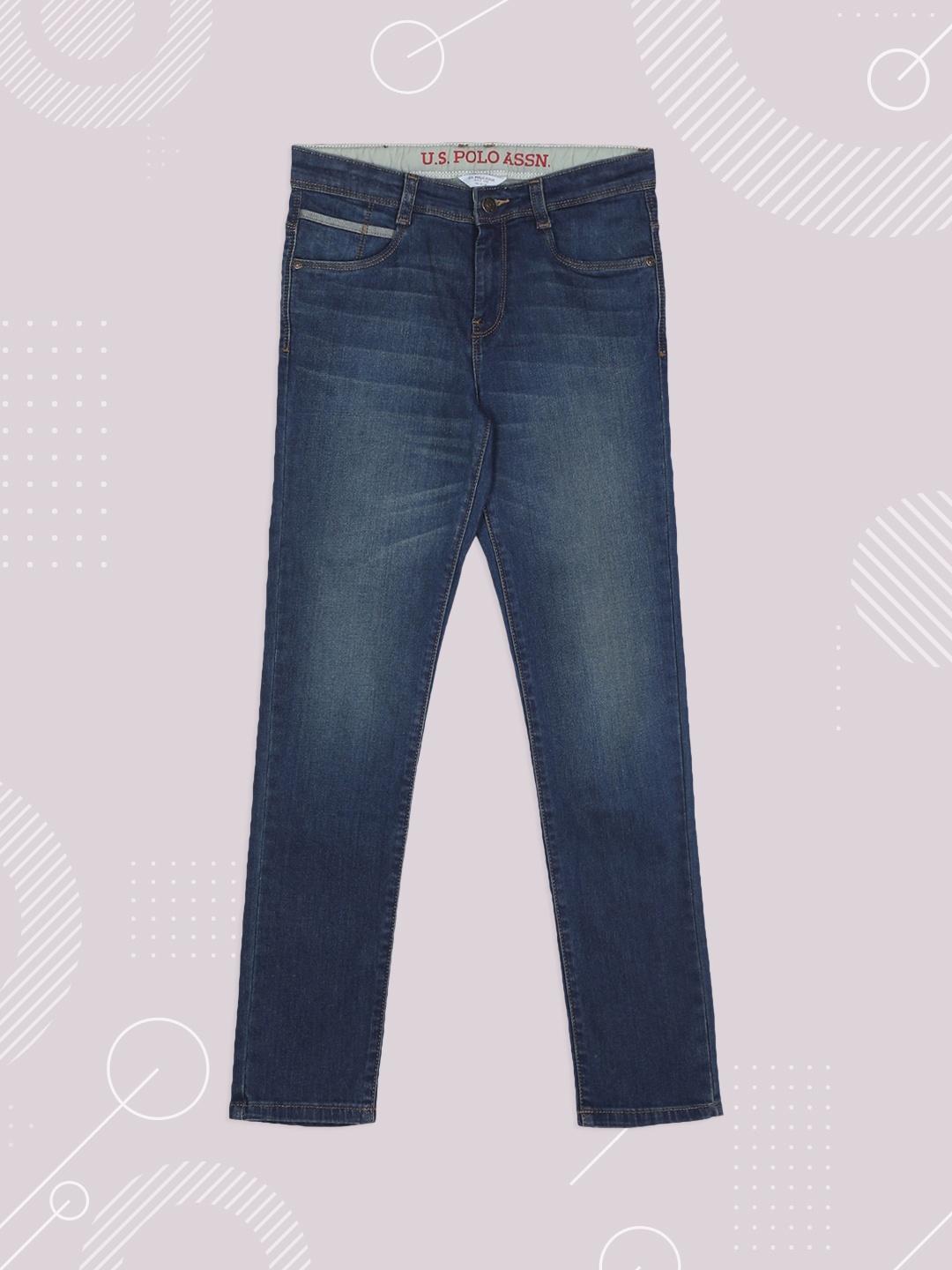 

U.S. Polo Assn. Kids Boys Blue Regular Fit Mid-Rise Clean Look Jeans