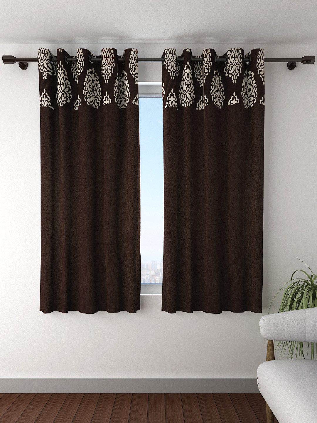 

Fashion String Set of 2 Coffee Brown Window Curtains