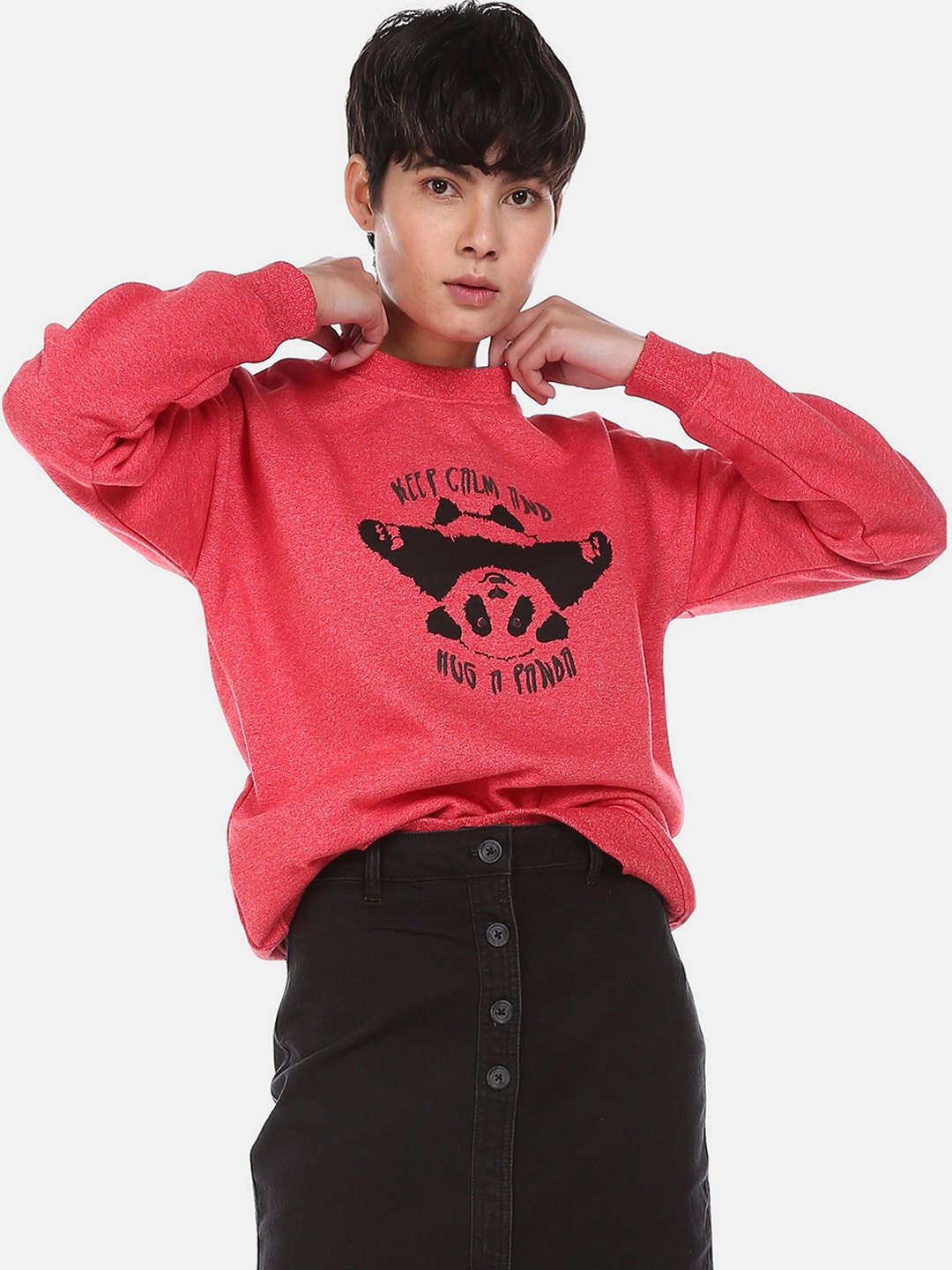 

Sugr Women Red Printed Sweatshirt