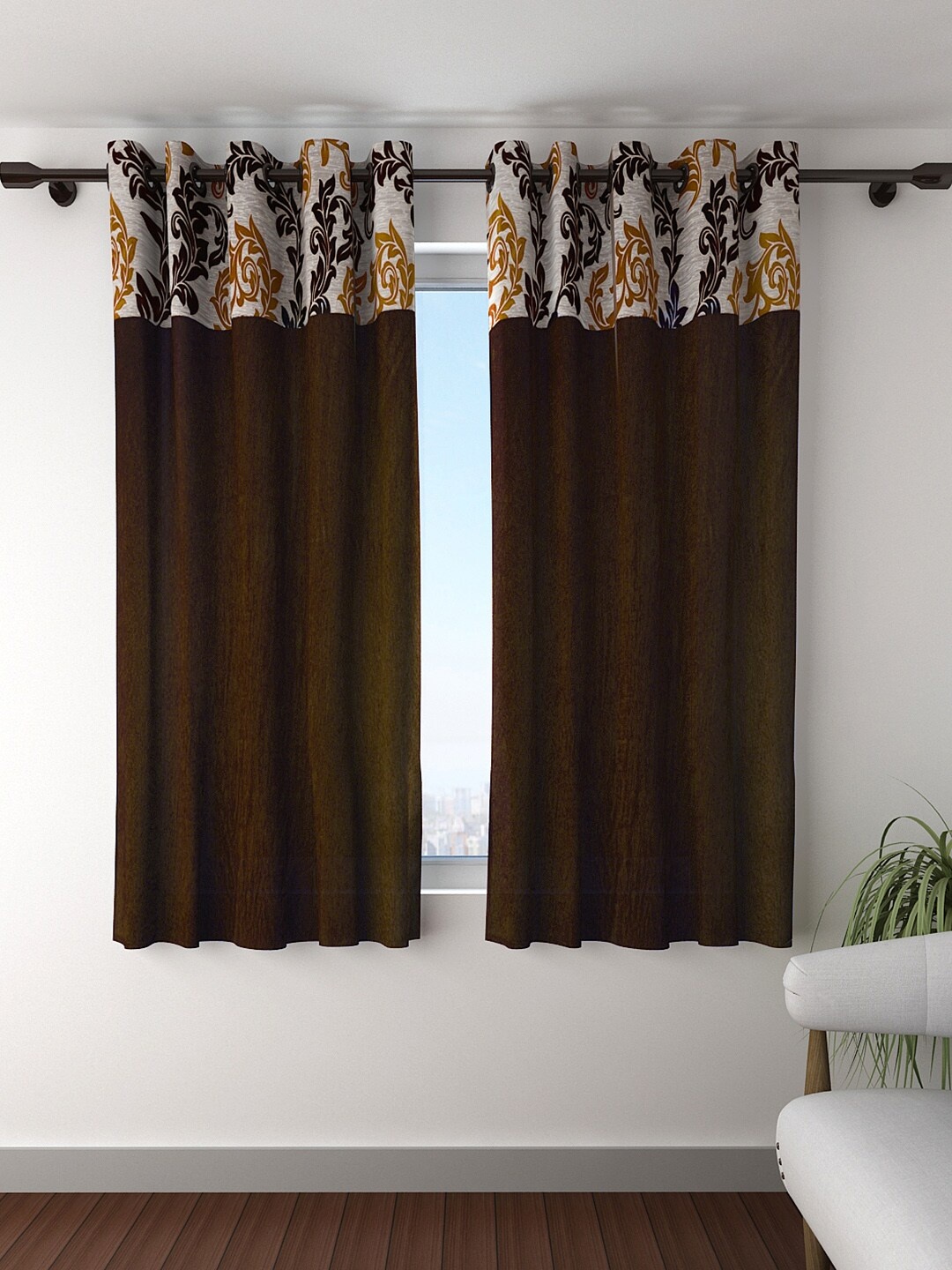 

Fashion String Set of 2 Brown Window Curtains