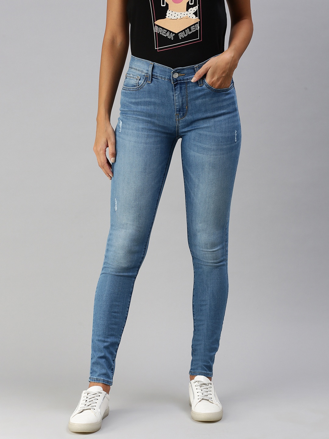 

Levis Women Blue Super Skinny Fit Mid-Rise Clean Look Stretchable Jeans