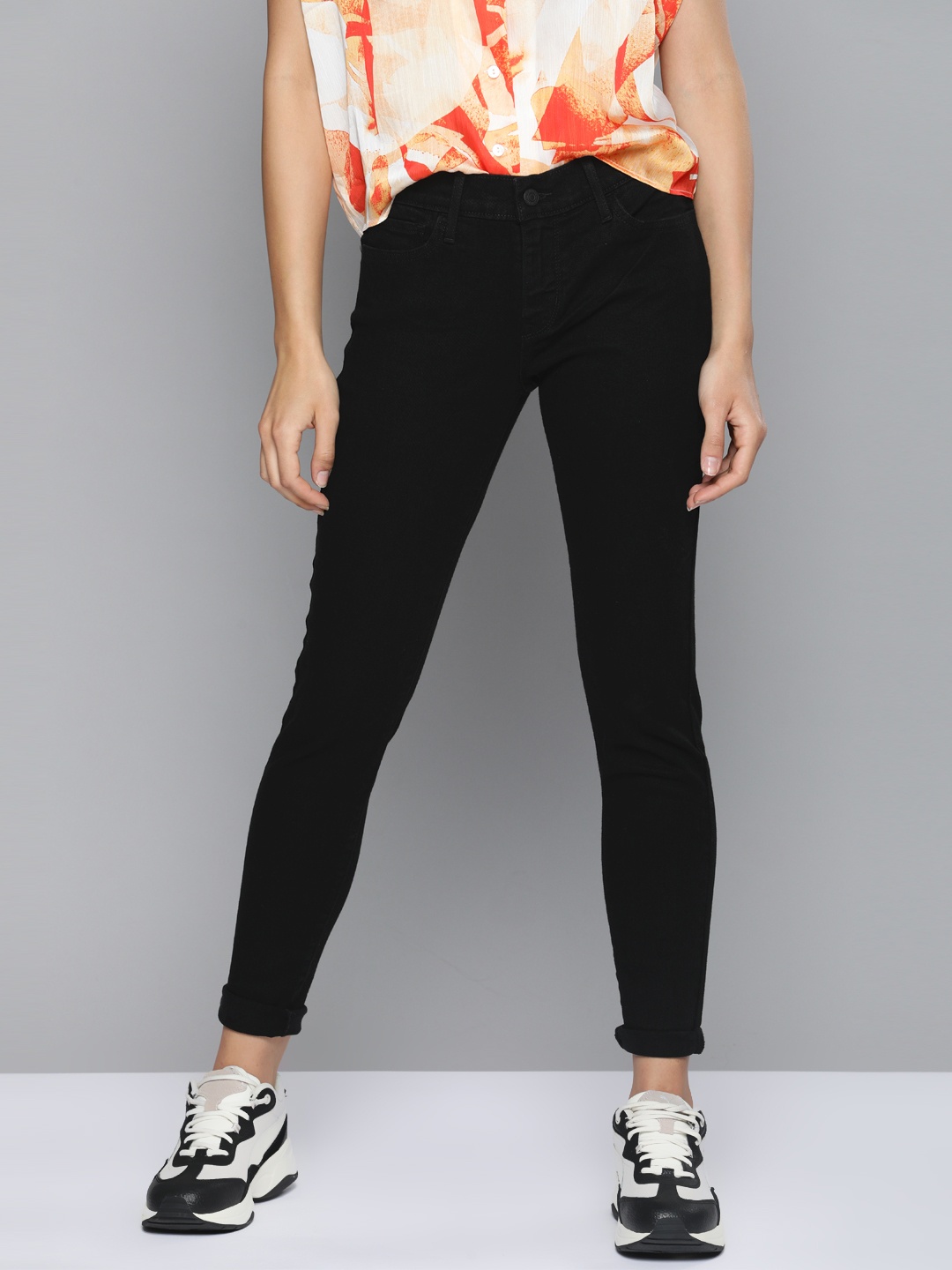 

Levis Women Black 710 Super Skinny Fit Mid-Rise Clean Look Stretchable Jeans