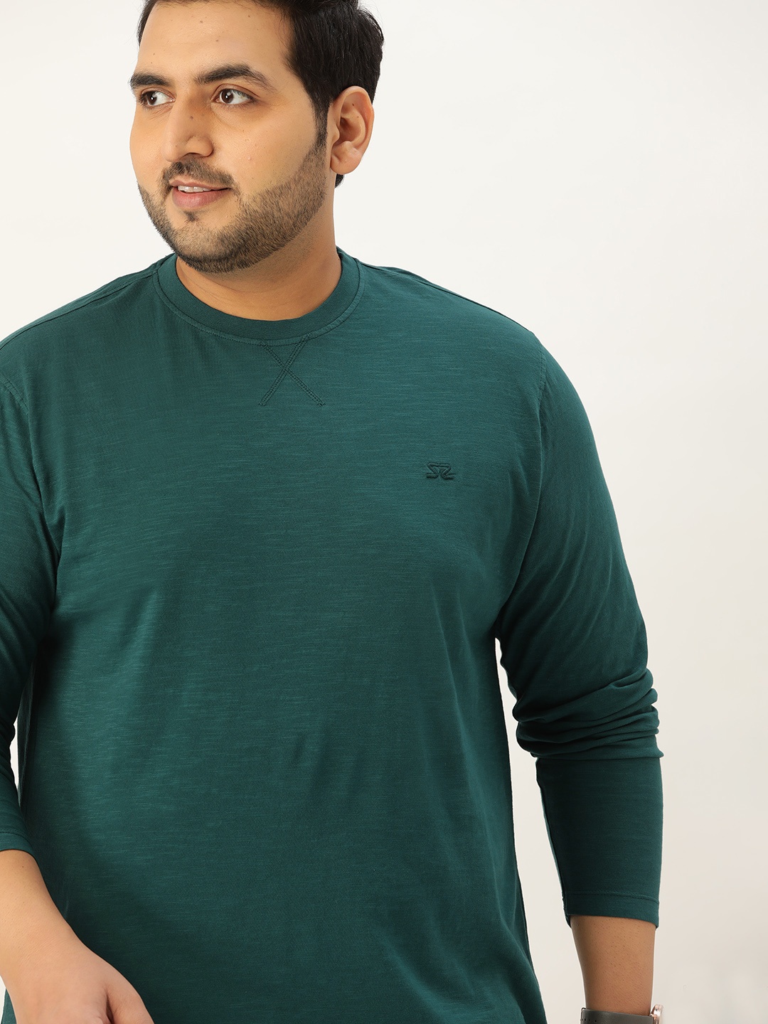

Sztori Men Green Plus Size Cotton Dyed Solid T-shirt