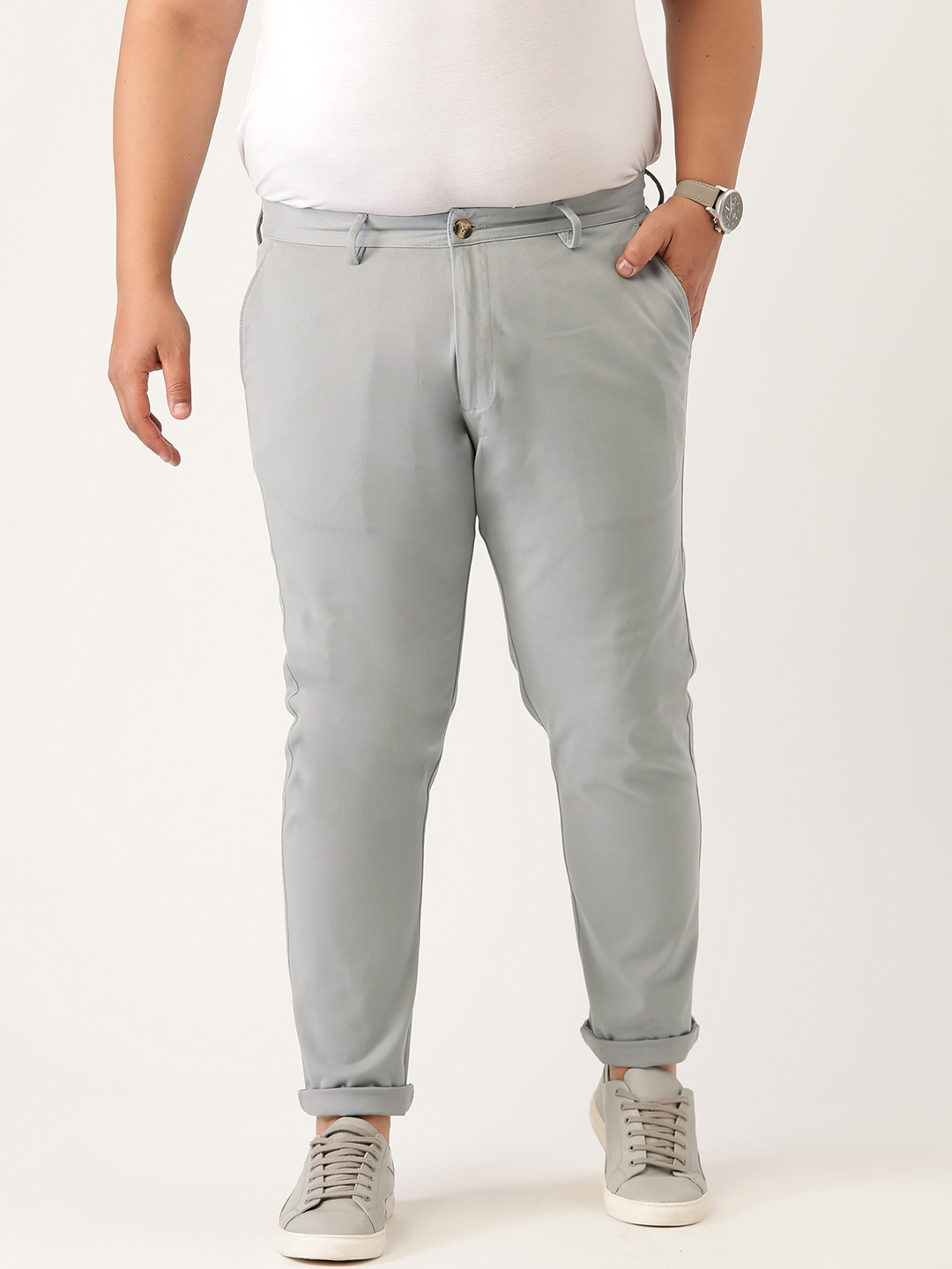 

Sztori Men Plus Size Grey Chinos