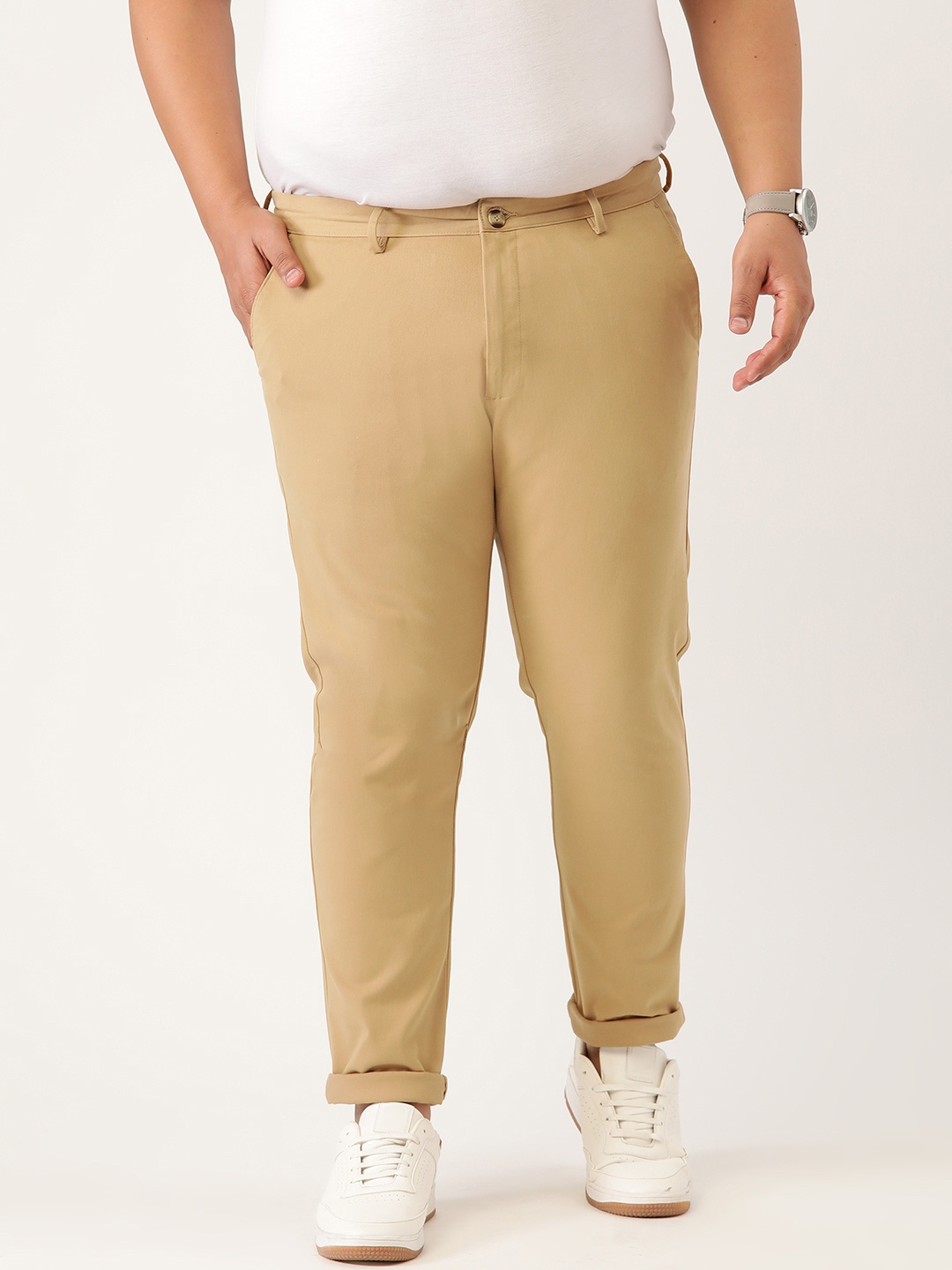 

Sztori Men Plus Size Beige Solid Chinos