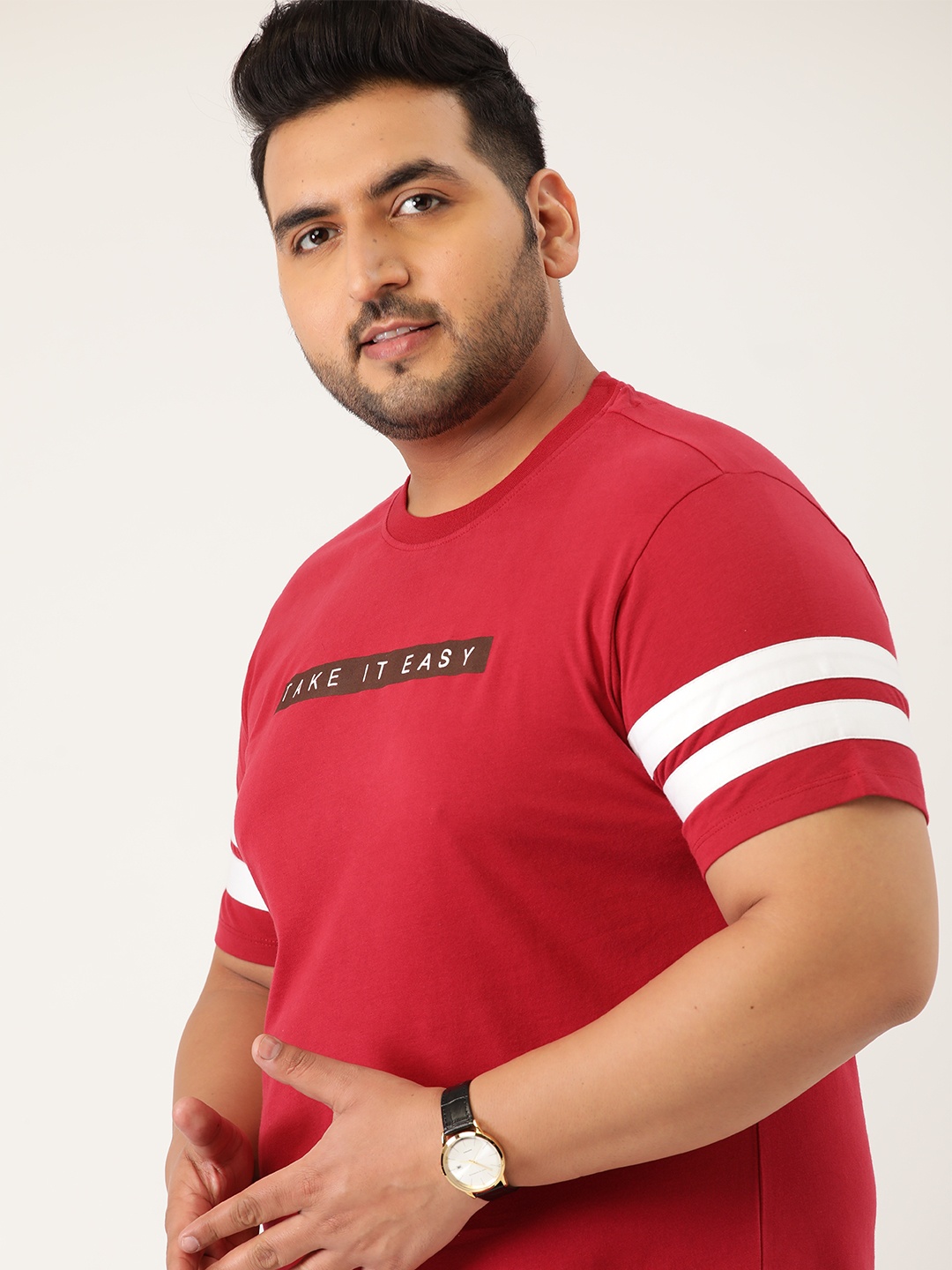 

Sztori Men Plus Size Red Typography Pure Cotton T-shirt