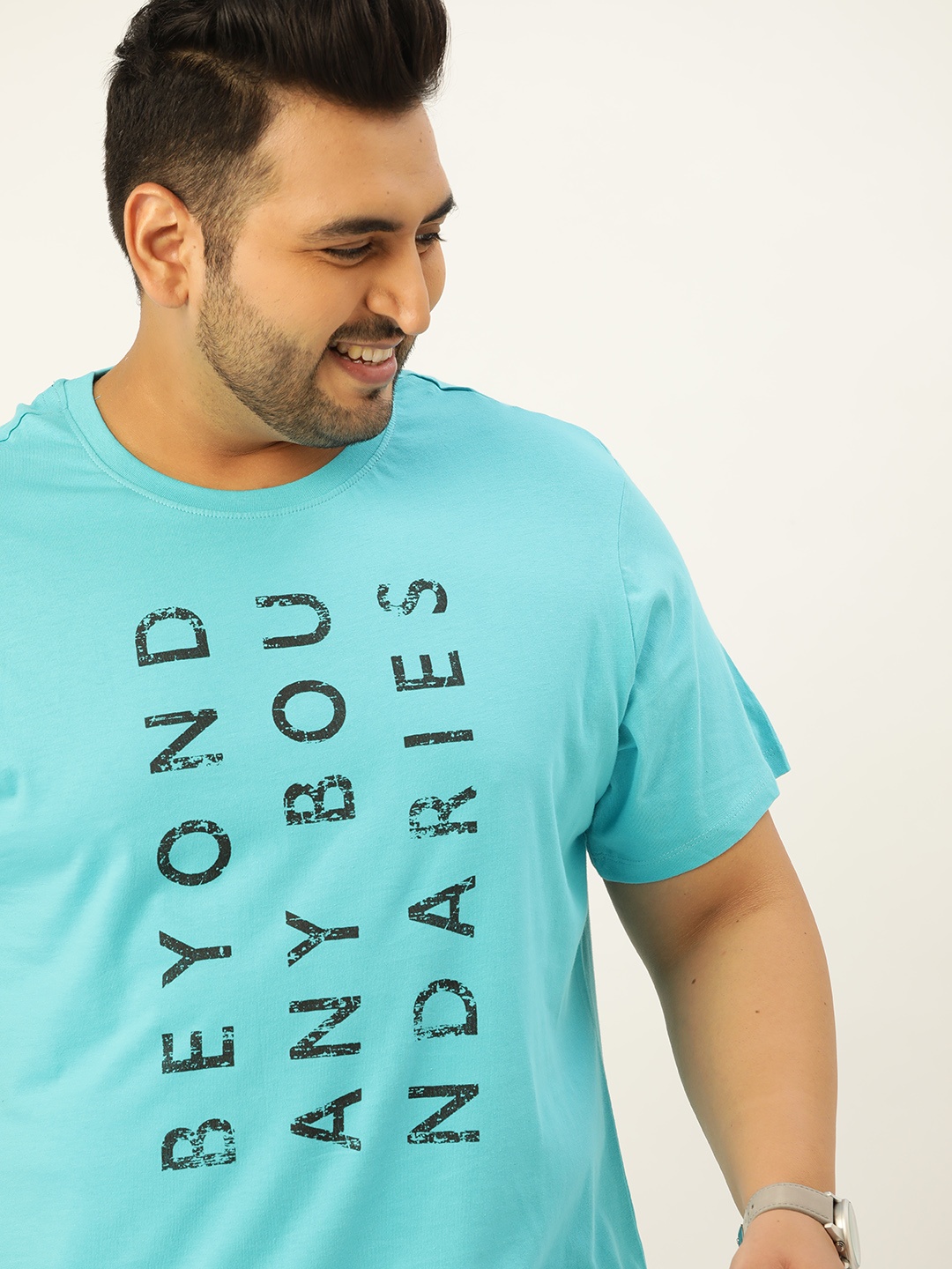 

Sztori Men Plus Size Blue Pure Cotton Printed Pure Cotton T-shirt