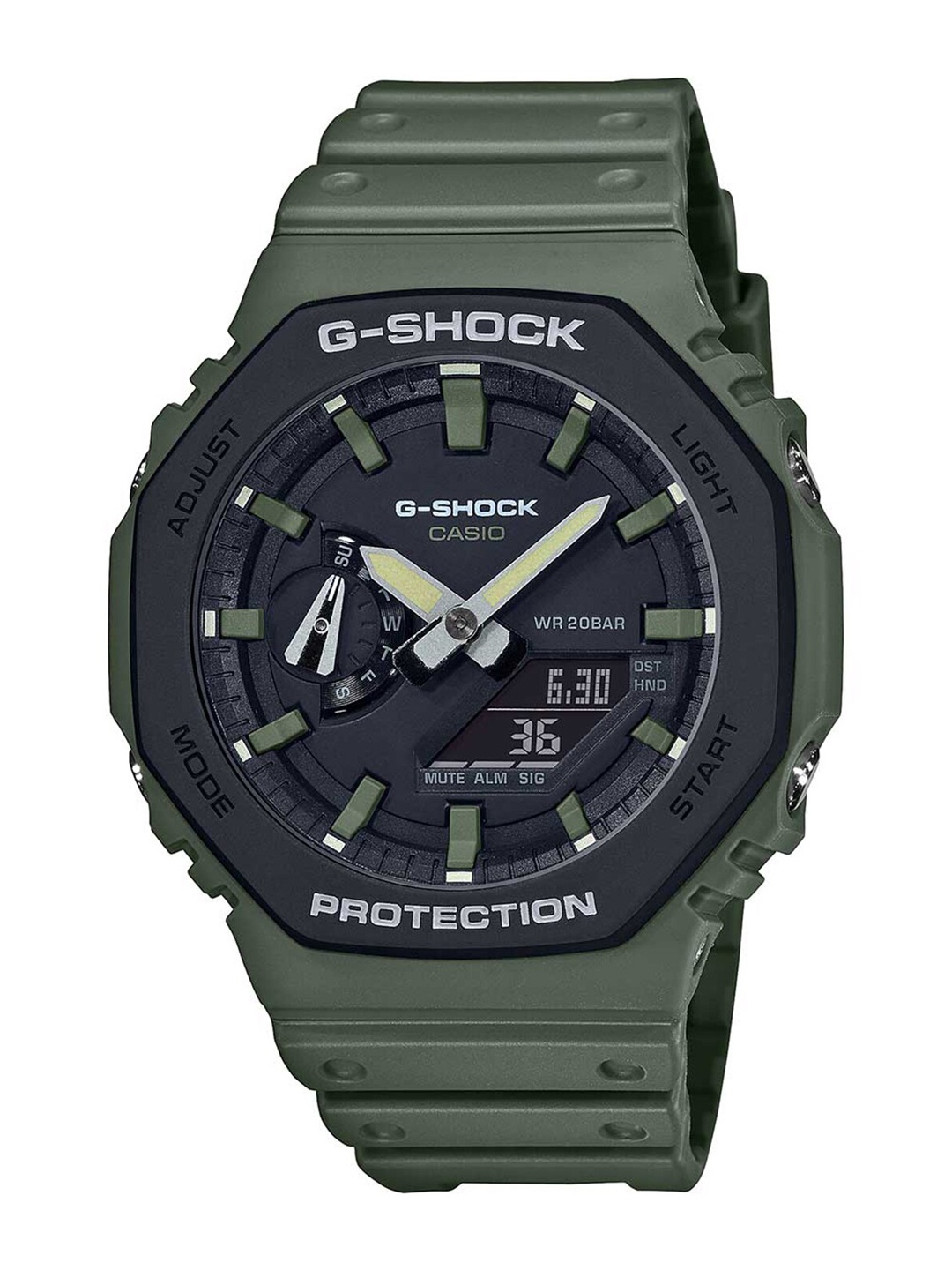 

CASIO Men G-Shock GA-2110SU-3ADR Black-Green Ana-Digi Dial Green Resin Strap Watch G1065