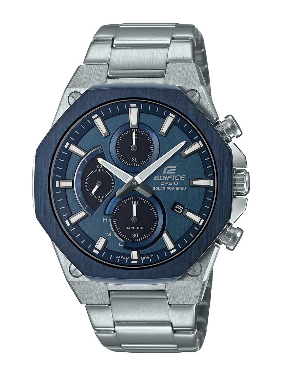 

CASIO Men EDifice EFS-S570DB-2AUDF Blue Analog Dial Silver Stainless Steel Band EX528, Navy blue