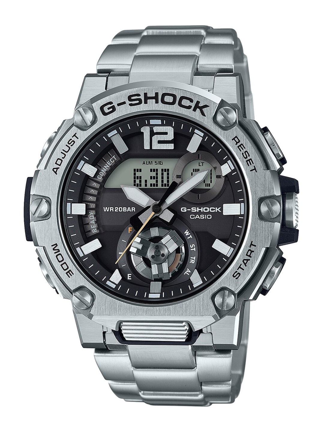 

CASIO Men Black & Silver-Toned Analogue and Digital Watch G1078