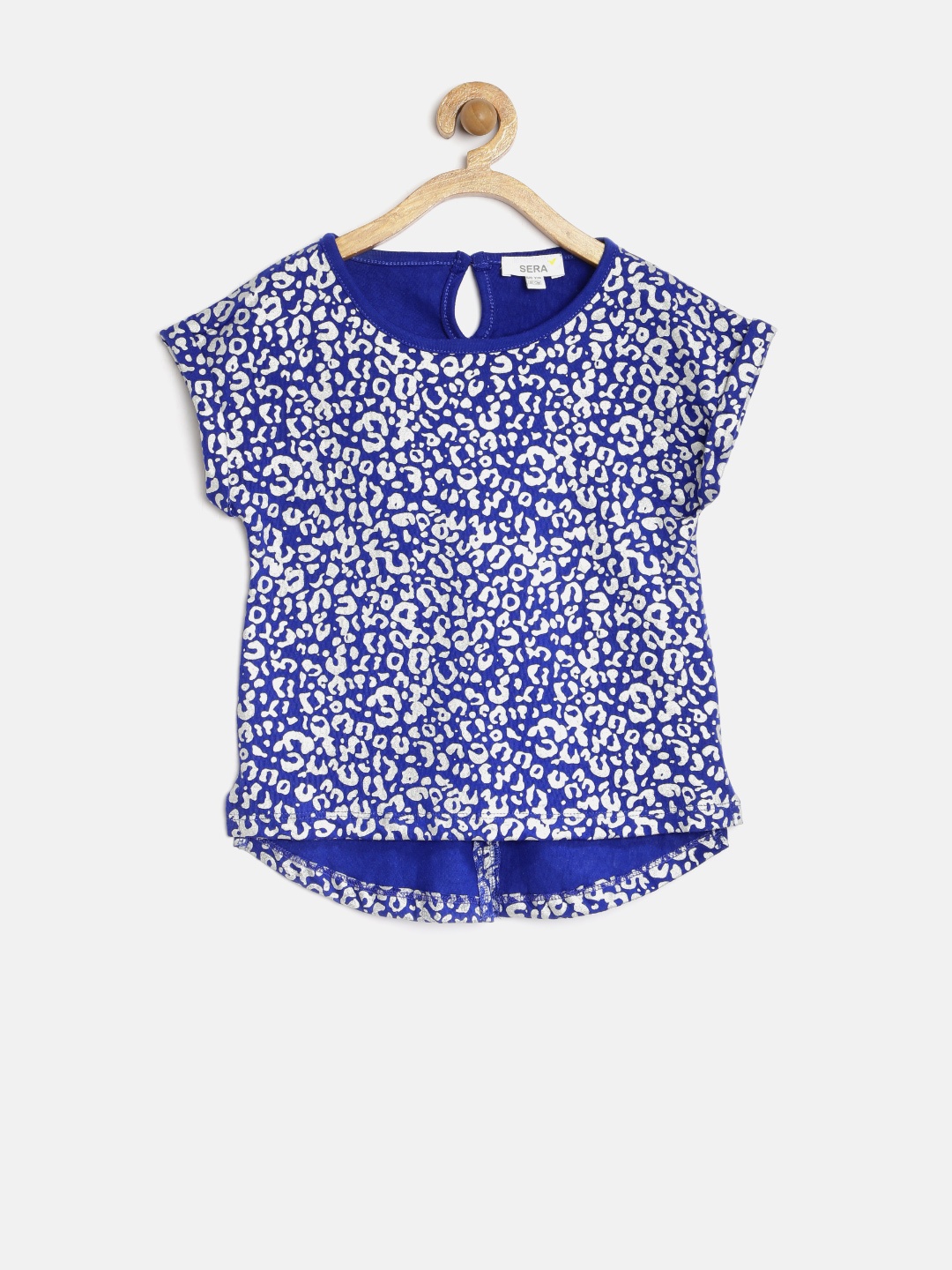 

Sera Girls Silver-Coloured & Blue Printed Top