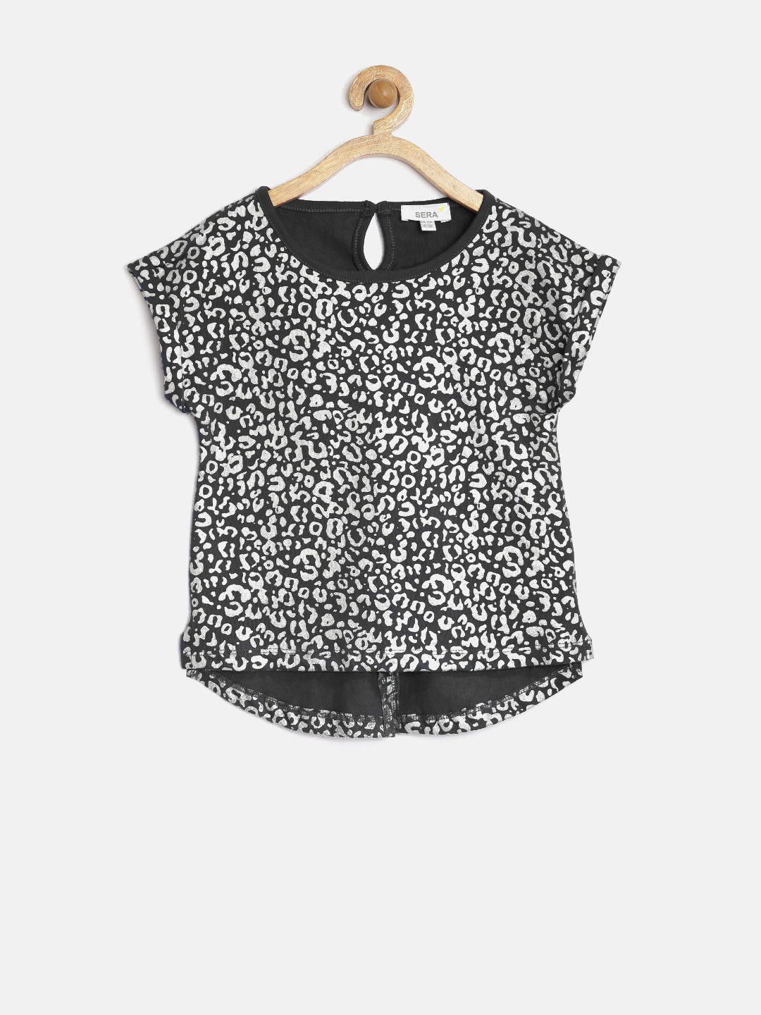 

Sera Girls Silver-Coloured & Black Printed Top