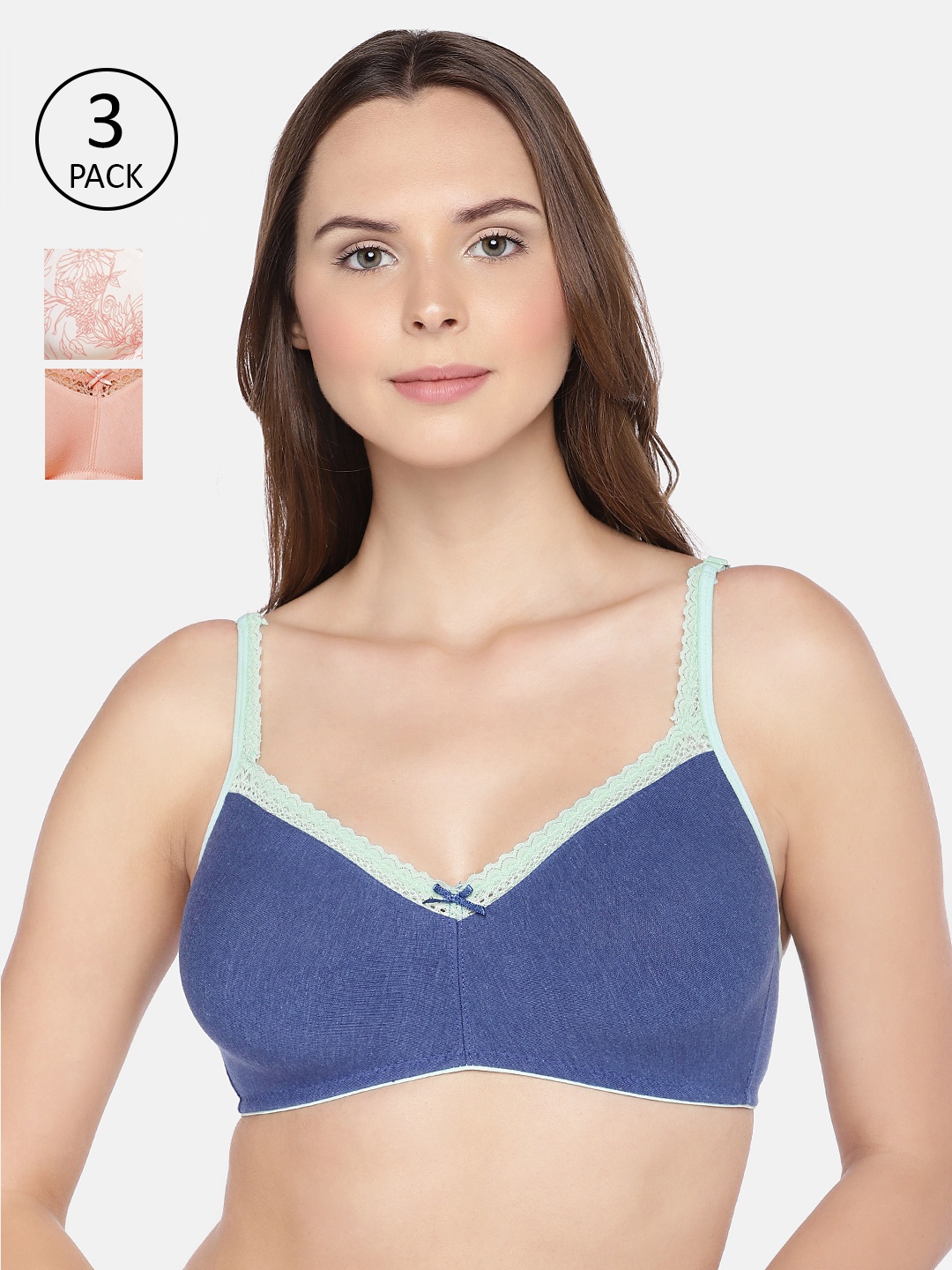 

Inner Sense Pack of 3 Solid Non-Wired Non Padded Everyday Sustainable Bra ISB017A, Beige