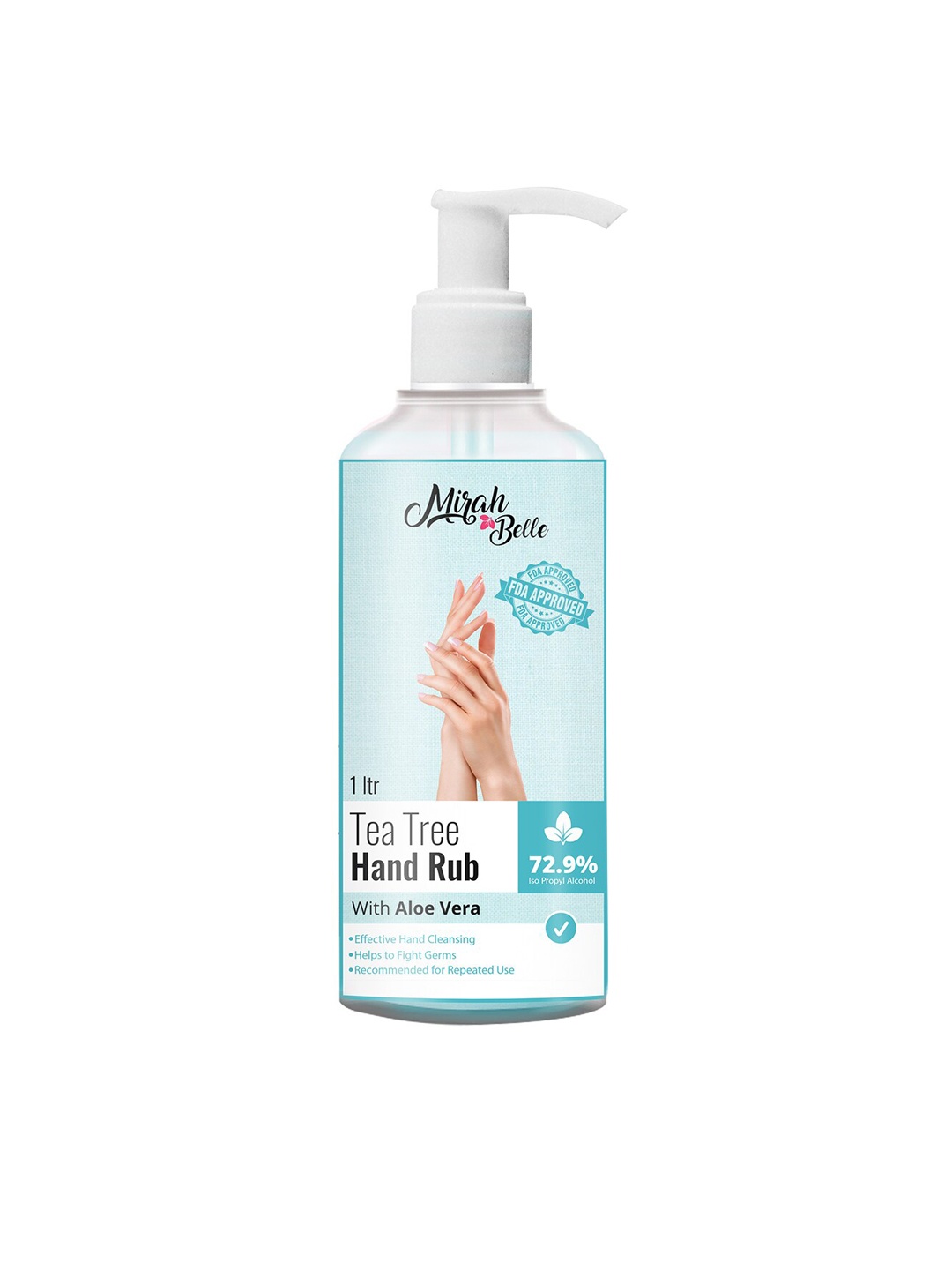 

Mirah Belle Unisex Tea Tree Aloe Vera Hand Rub Sanitizer 1000ml, Blue