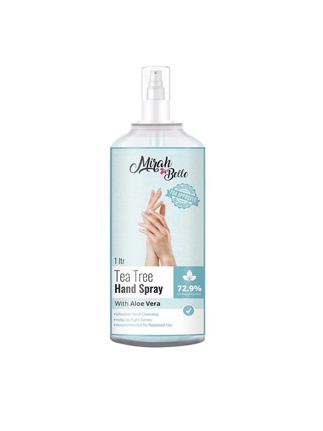 

Mirah Belle Unisex Tea Tree Aloe Vera Hand Rub Sanitizer Spray 1000ml, Blue