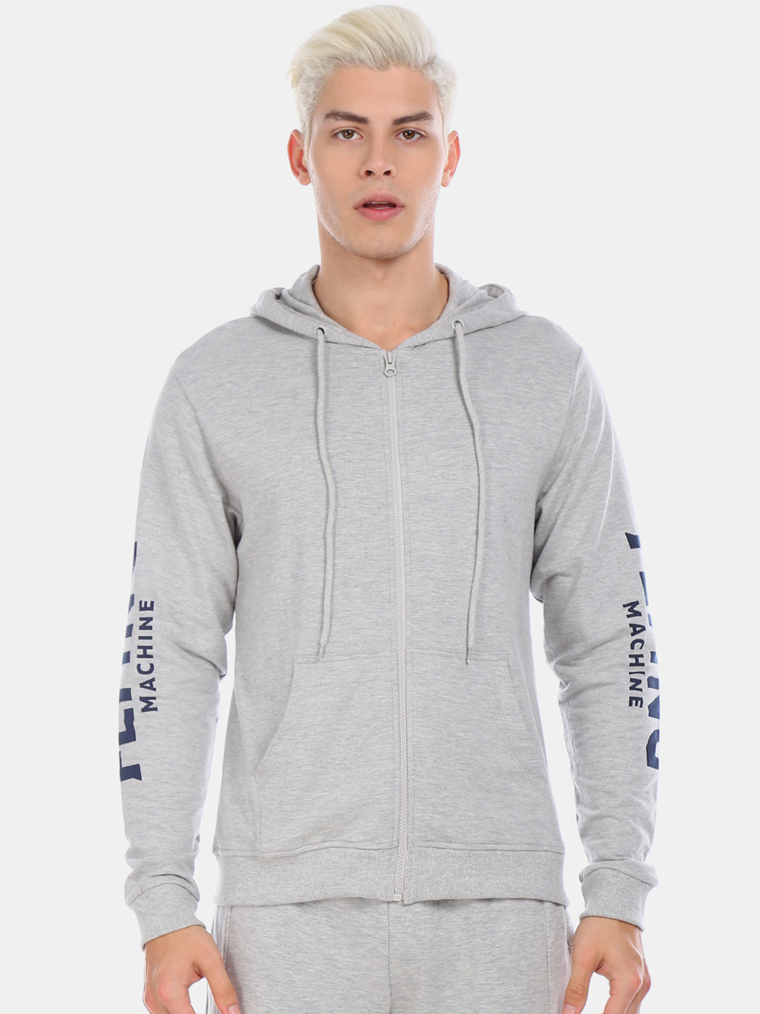 

Flying Machine Men Grey Solid Hooded Sweatshirt