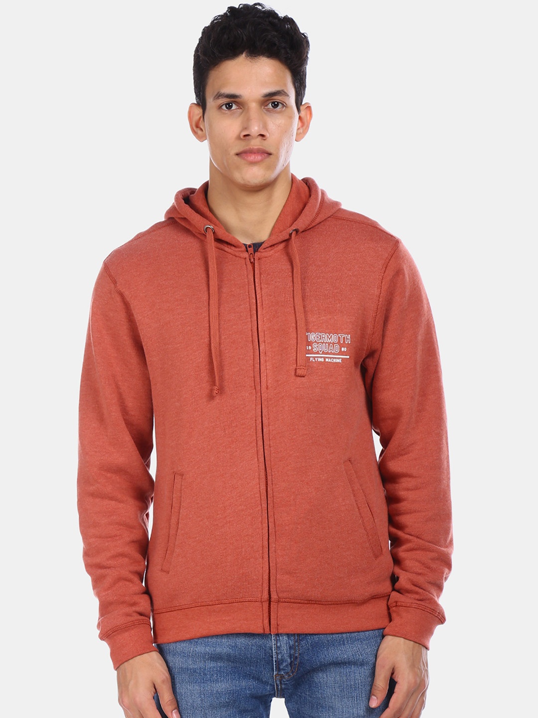 

Flying Machine Men Orange Solid Sweatshirt