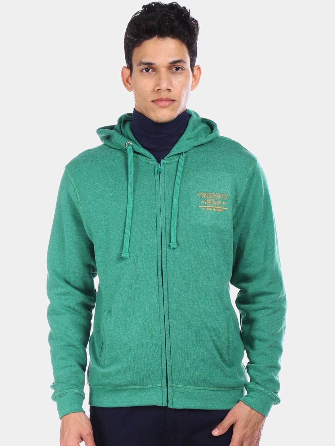 

Flying Machine Men Green Solid Sweatshirt
